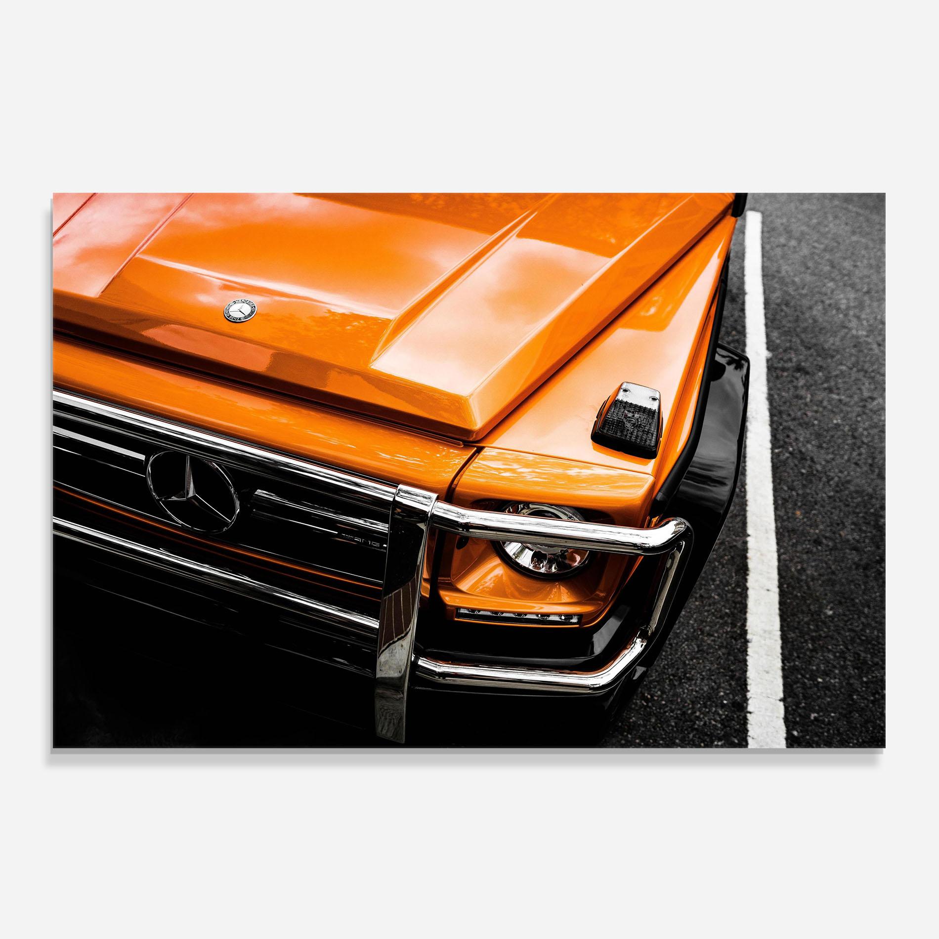 Küchenrückwand Glas Vintage Orange Car mockup 0