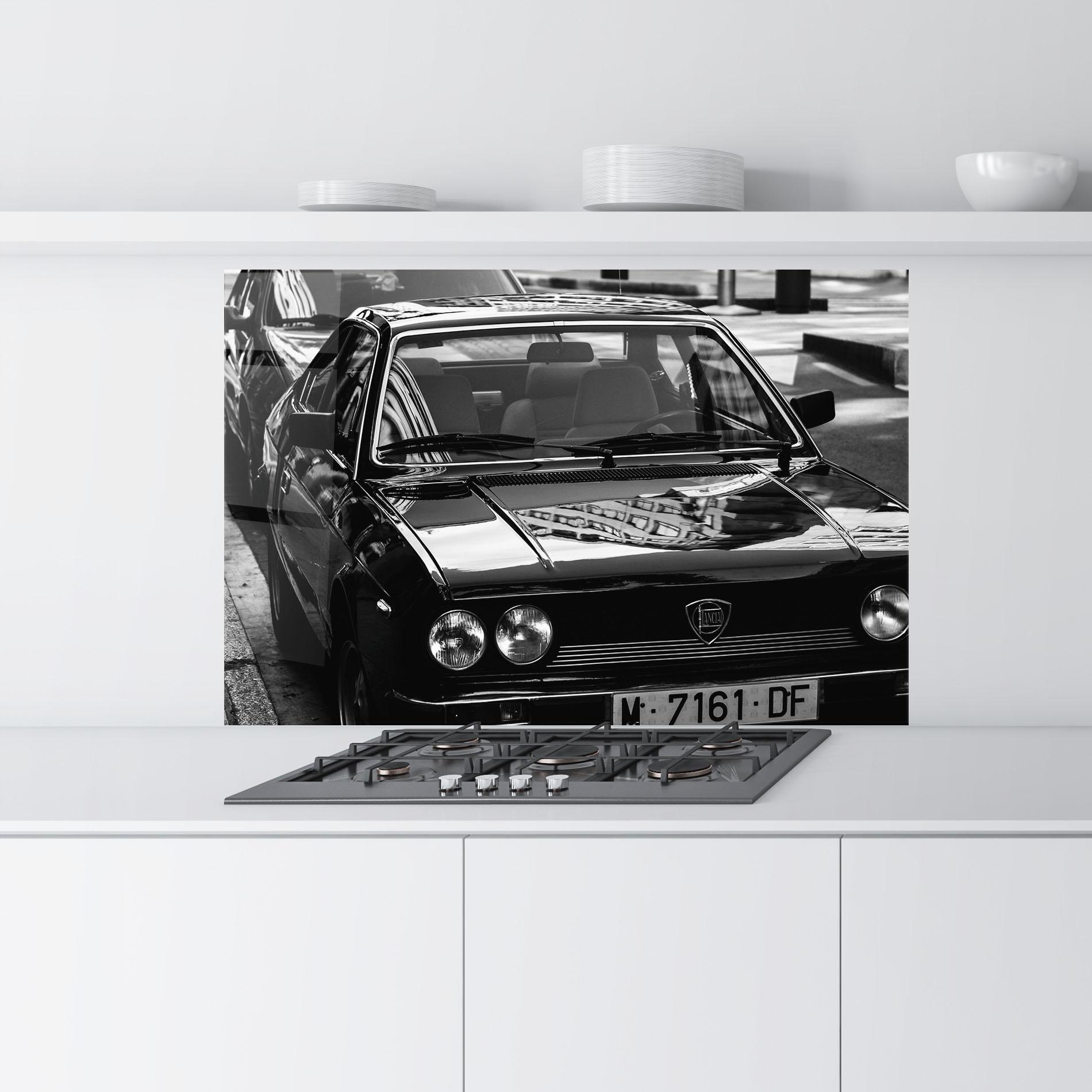 Küchenrückwand Glas Black Shiny Car mockup 9