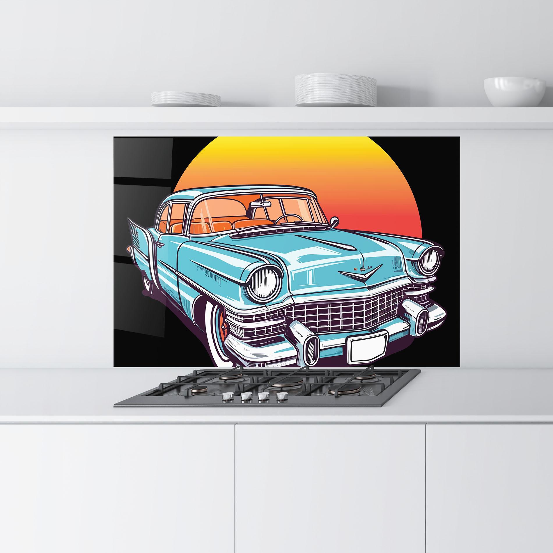 Küchenrückwand Glas Blue Sunset Car mockup 9