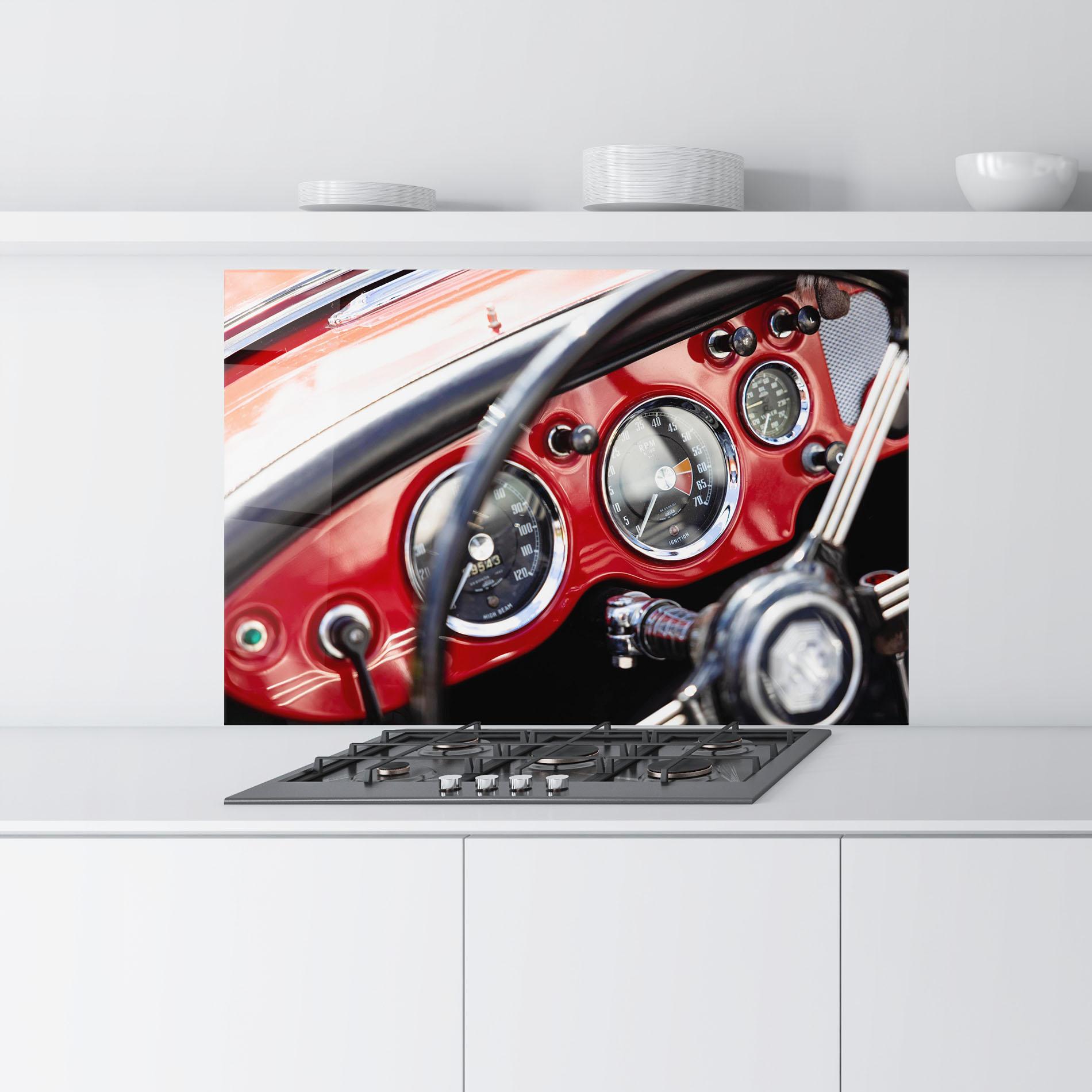 Küchenrückwand Glas Classic Black Wheel mockup 9