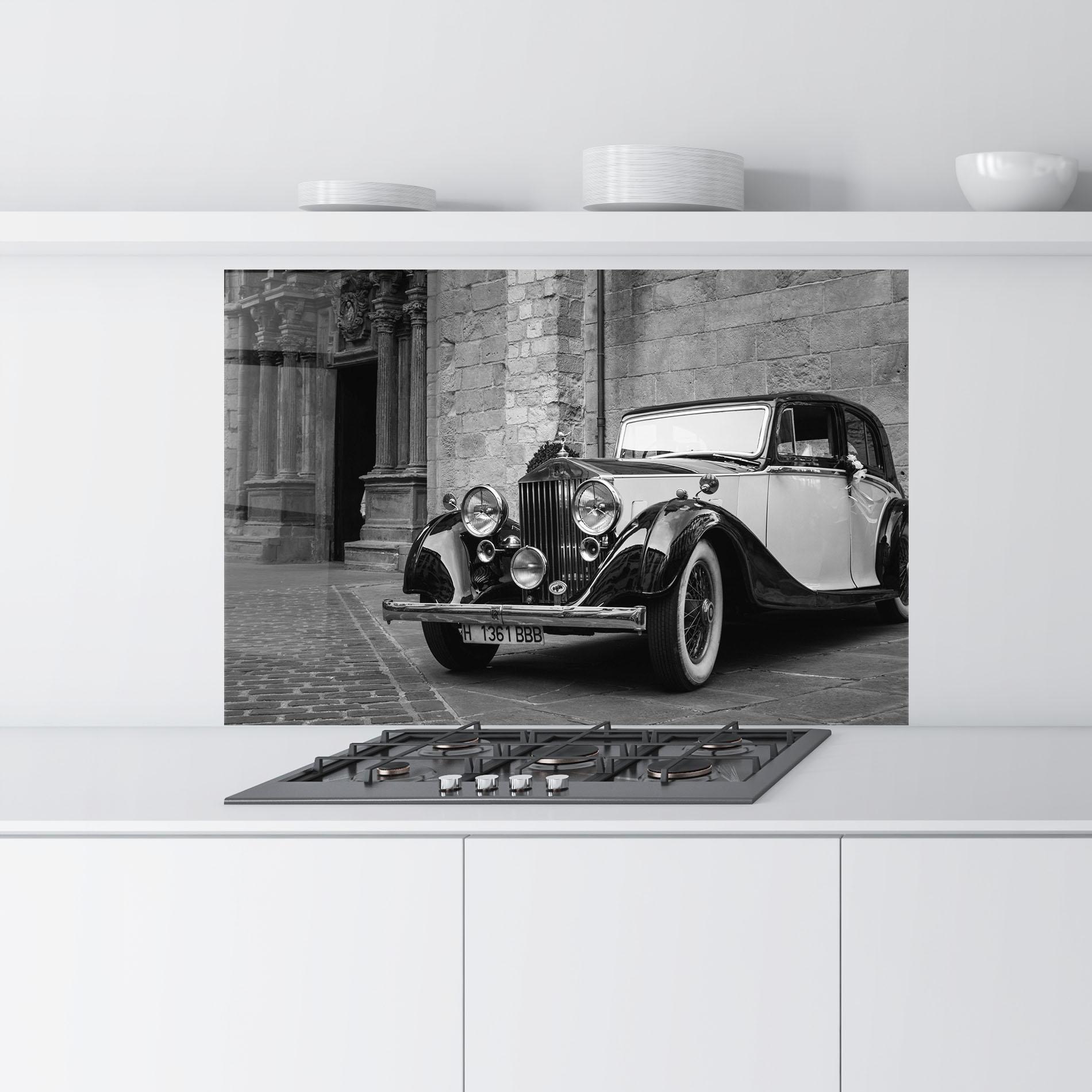 Küchenrückwand Glas Classic Car View mockup 9