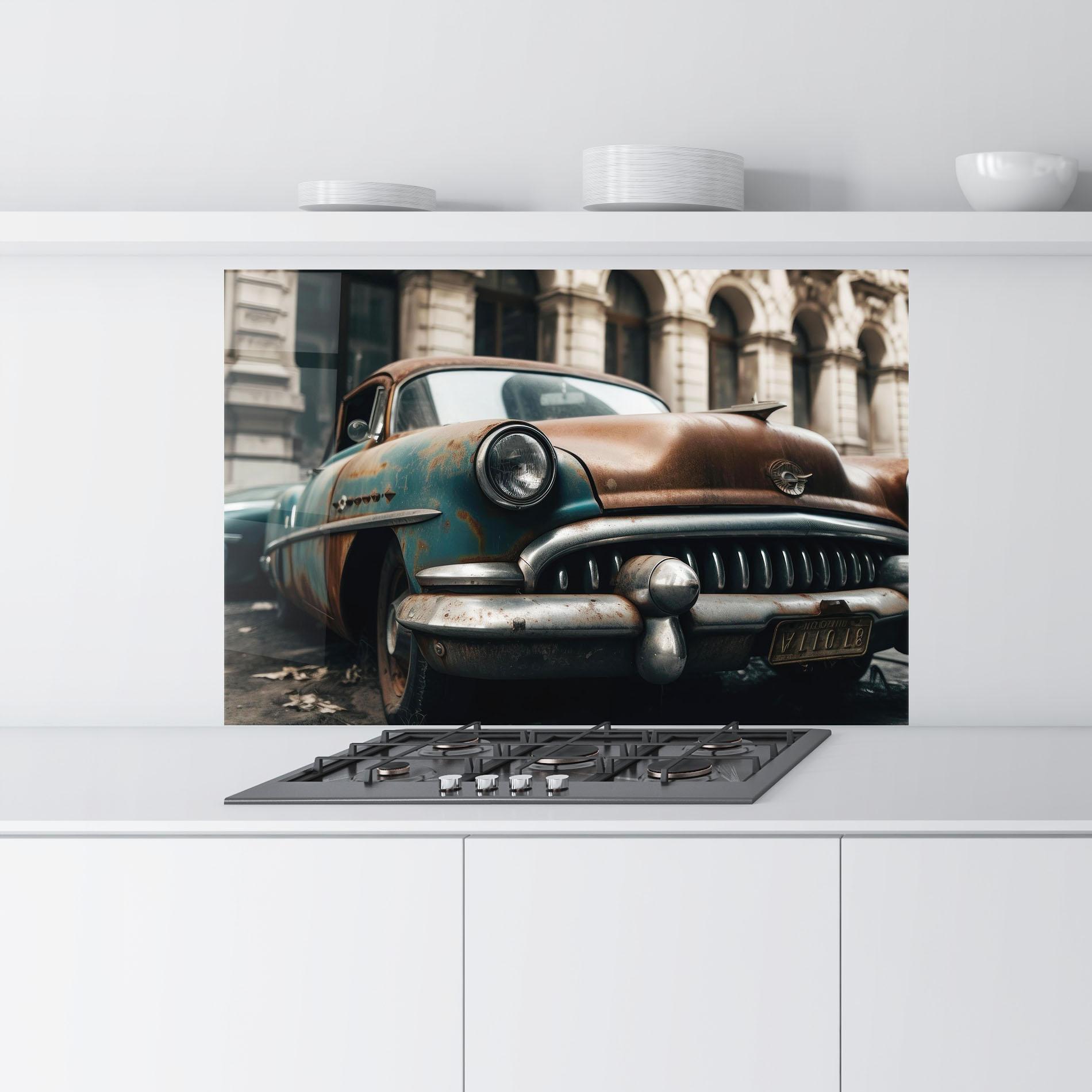 Küchenrückwand Glas Old Brown Car mockup 9