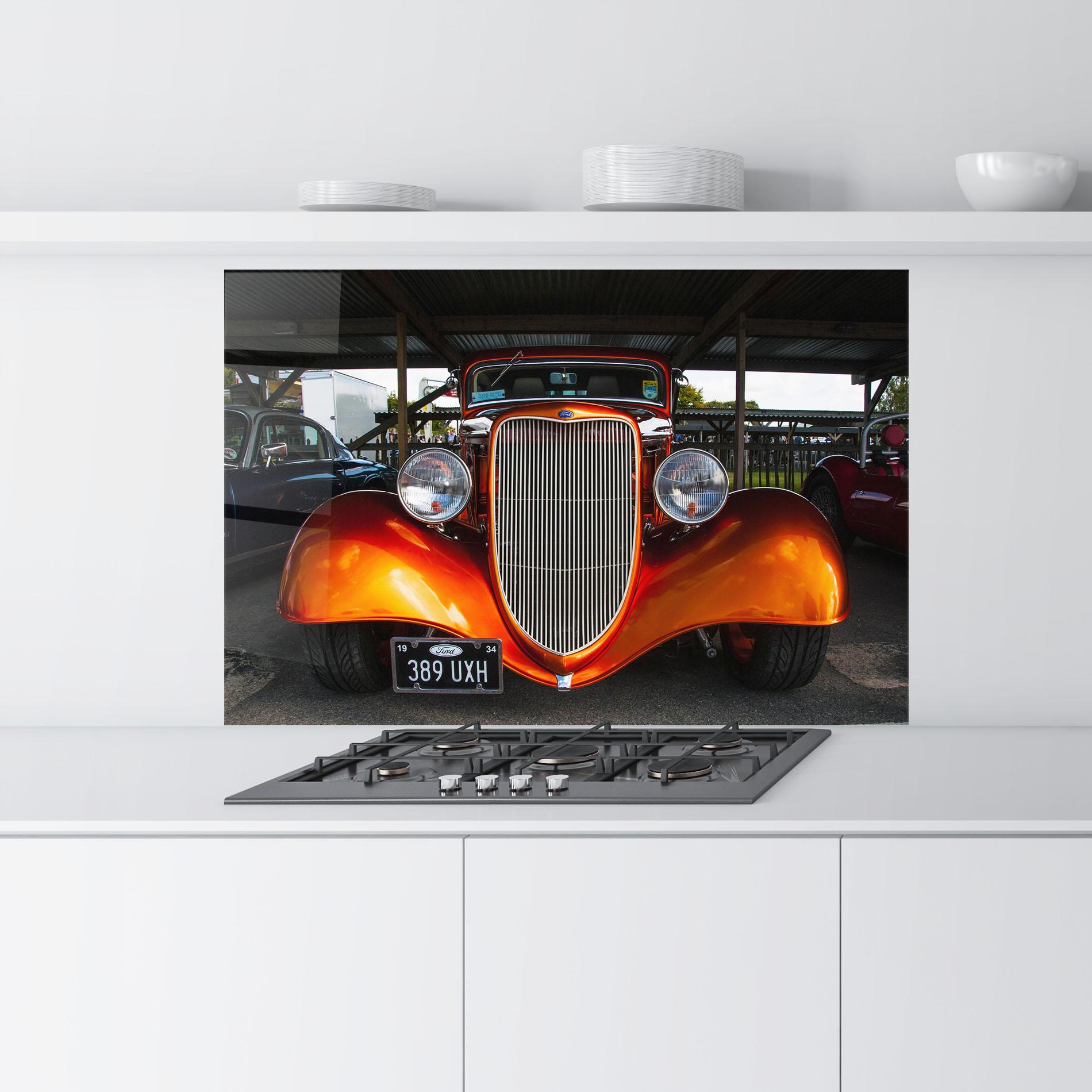 Küchenrückwand Glas Orange Classic Car mockup 9