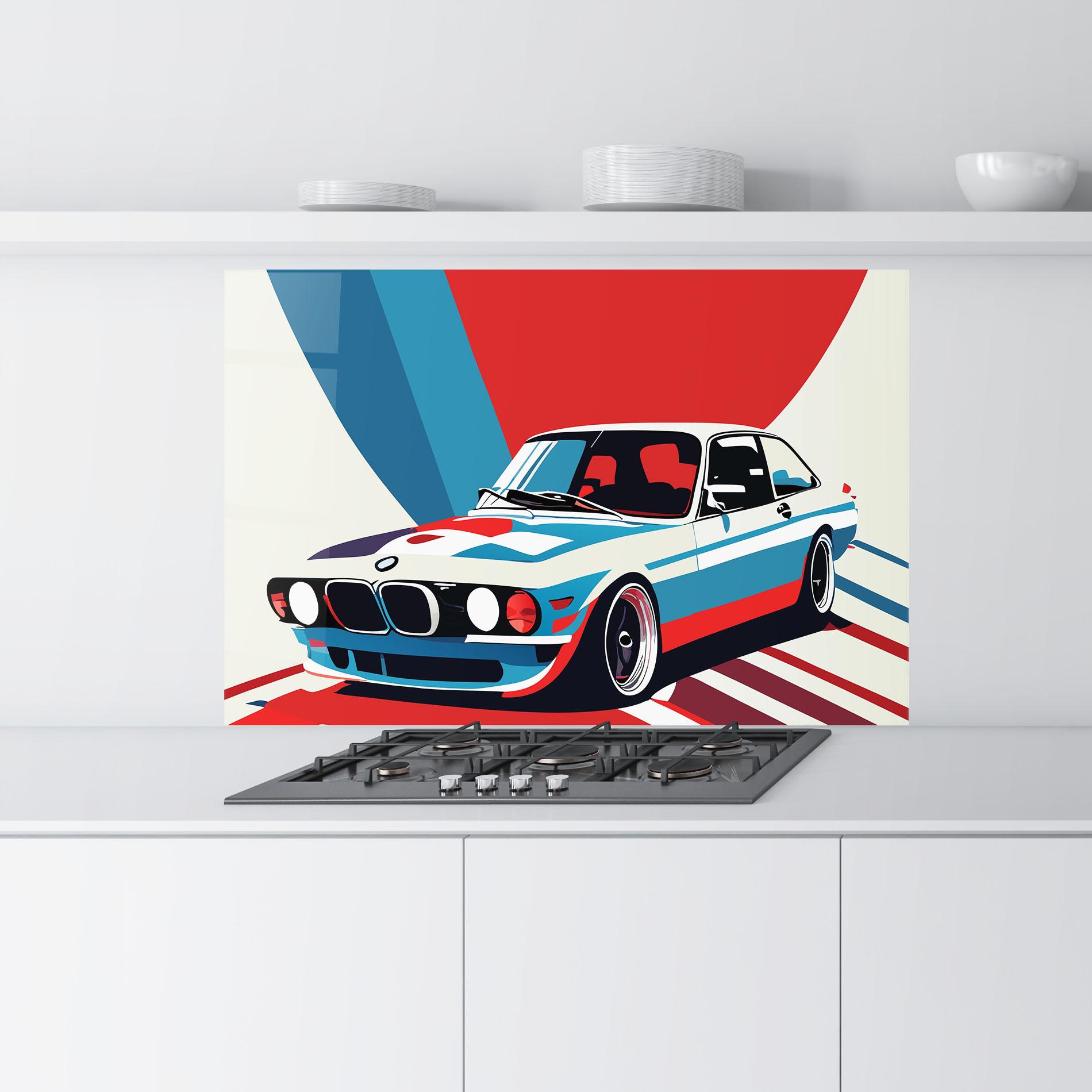 Küchenrückwand Glas Vintage Bmw mockup 9