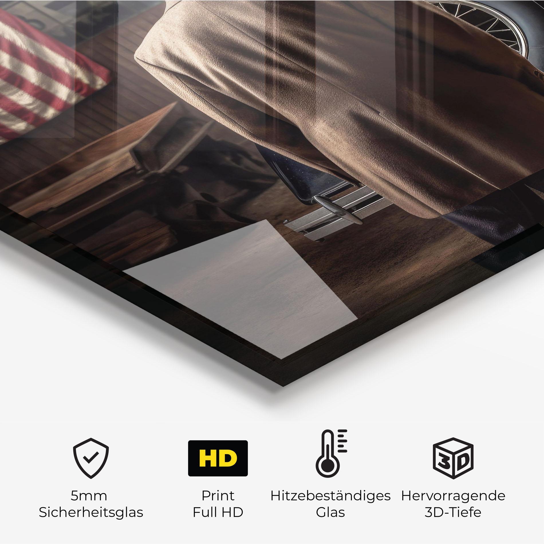 Küchenrückwand Glas American Vintage Car mockup 2