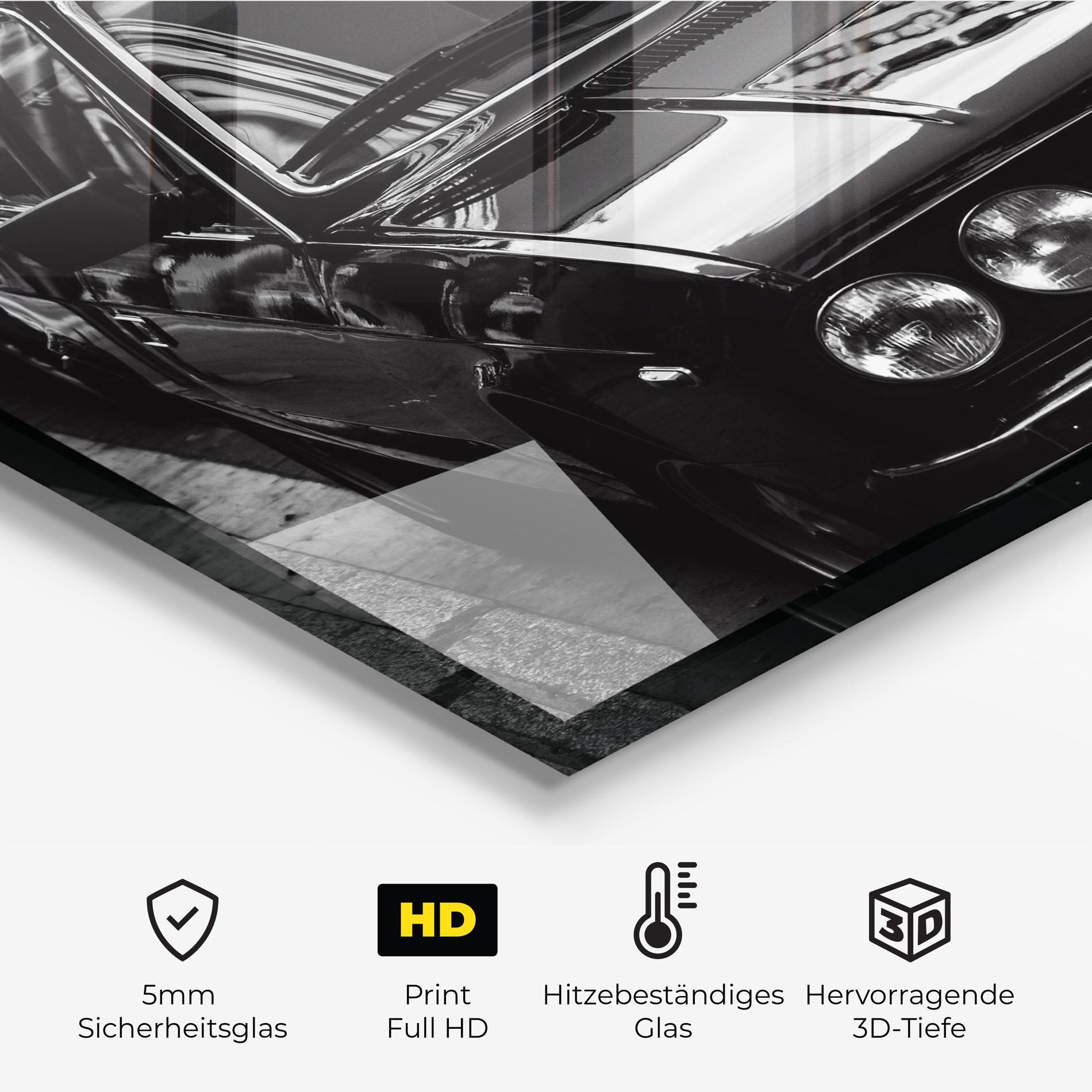 Küchenrückwand Glas Black Shiny Car mockup 2