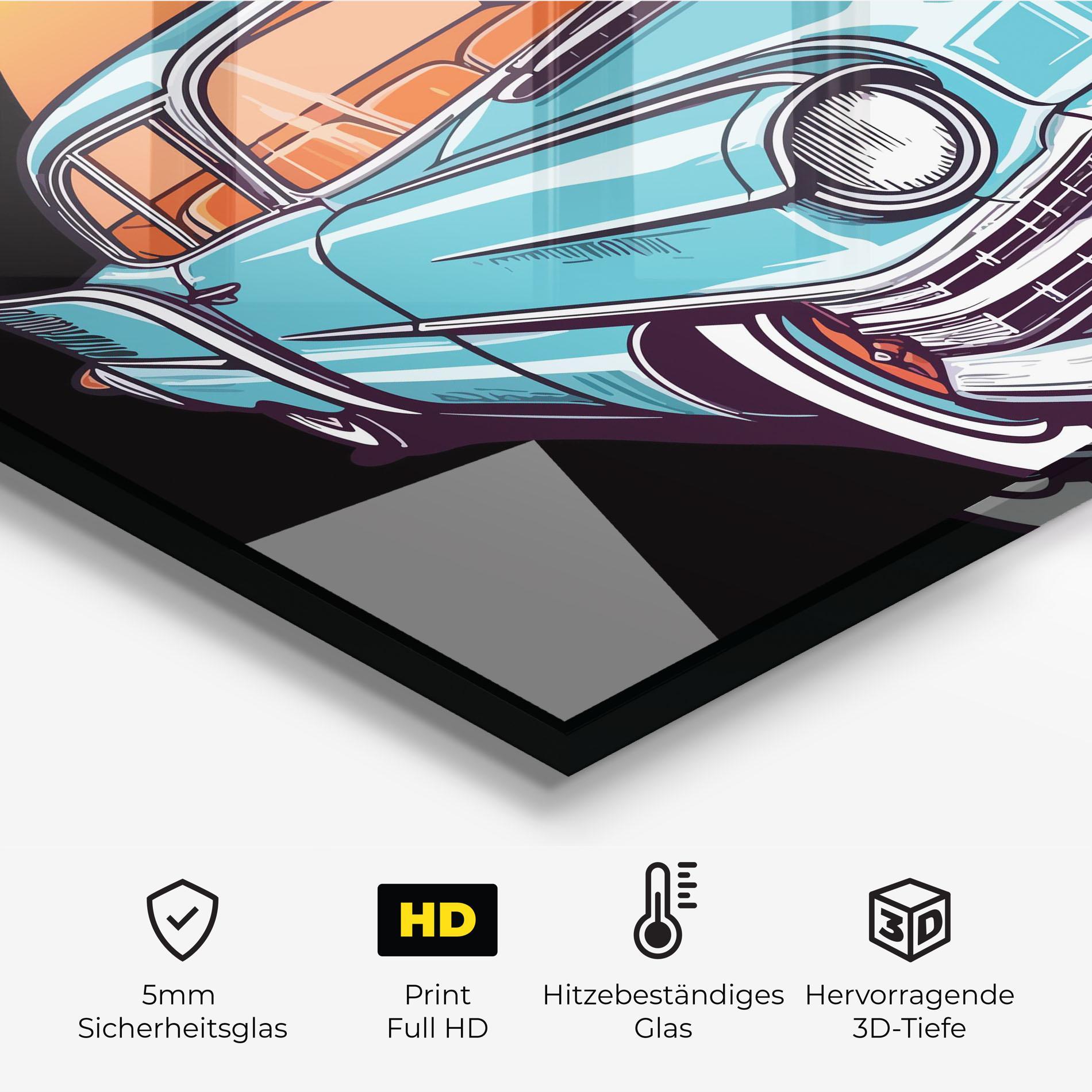 Küchenrückwand Glas Blue Sunset Car mockup 2