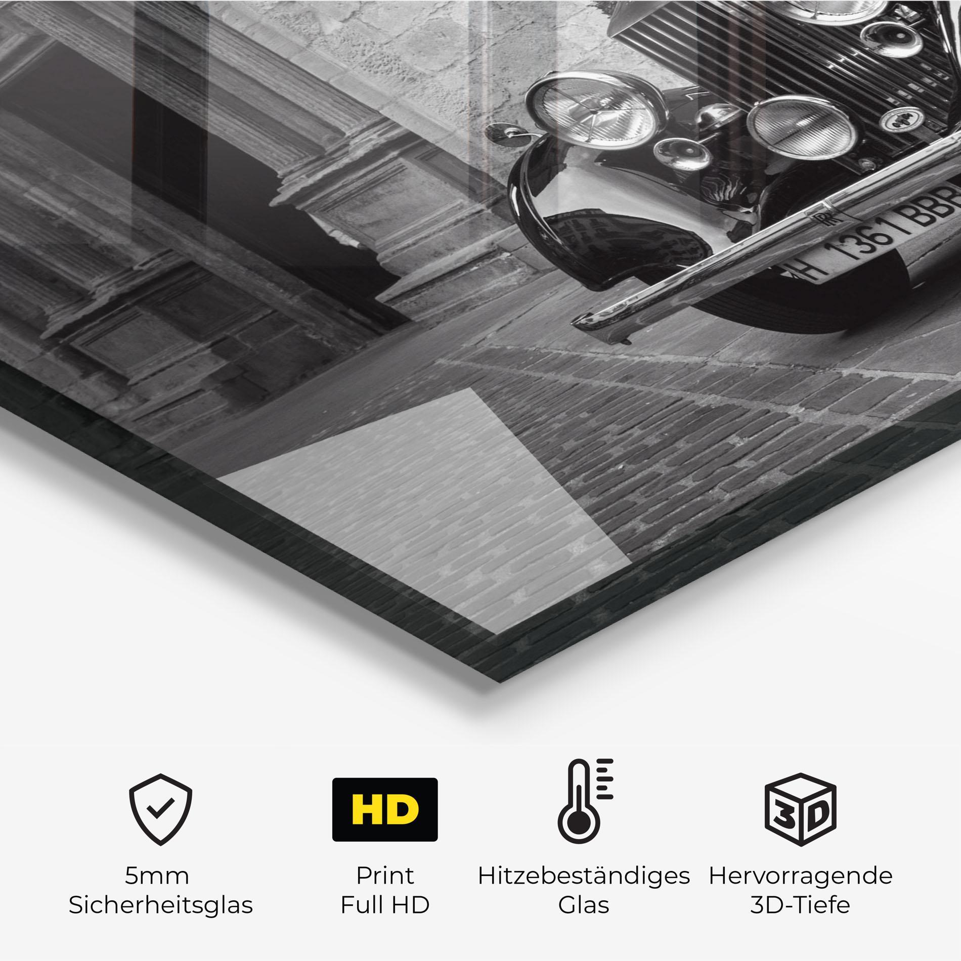 Küchenrückwand Glas Classic Car View mockup 2