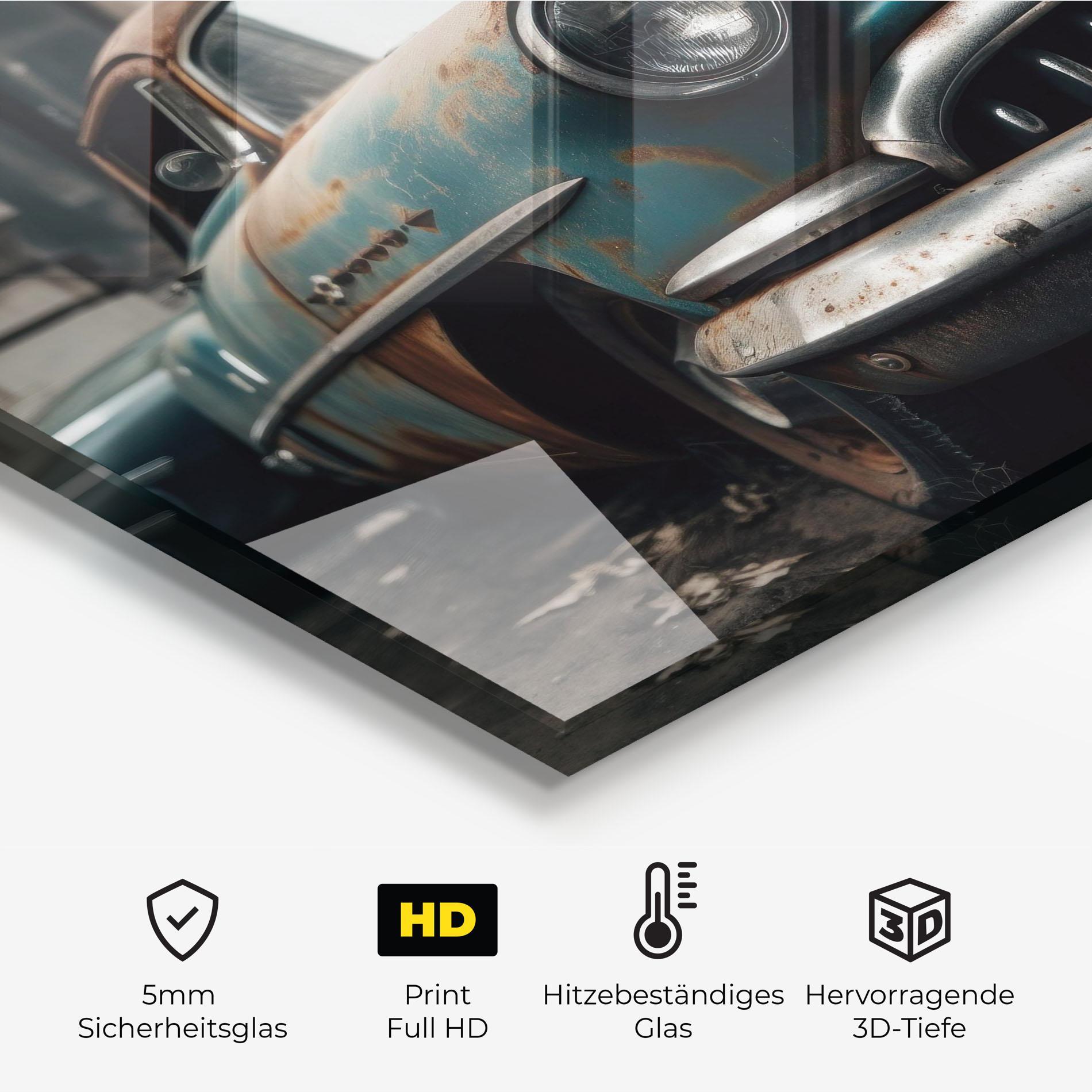 Küchenrückwand Glas Old Brown Car mockup 2