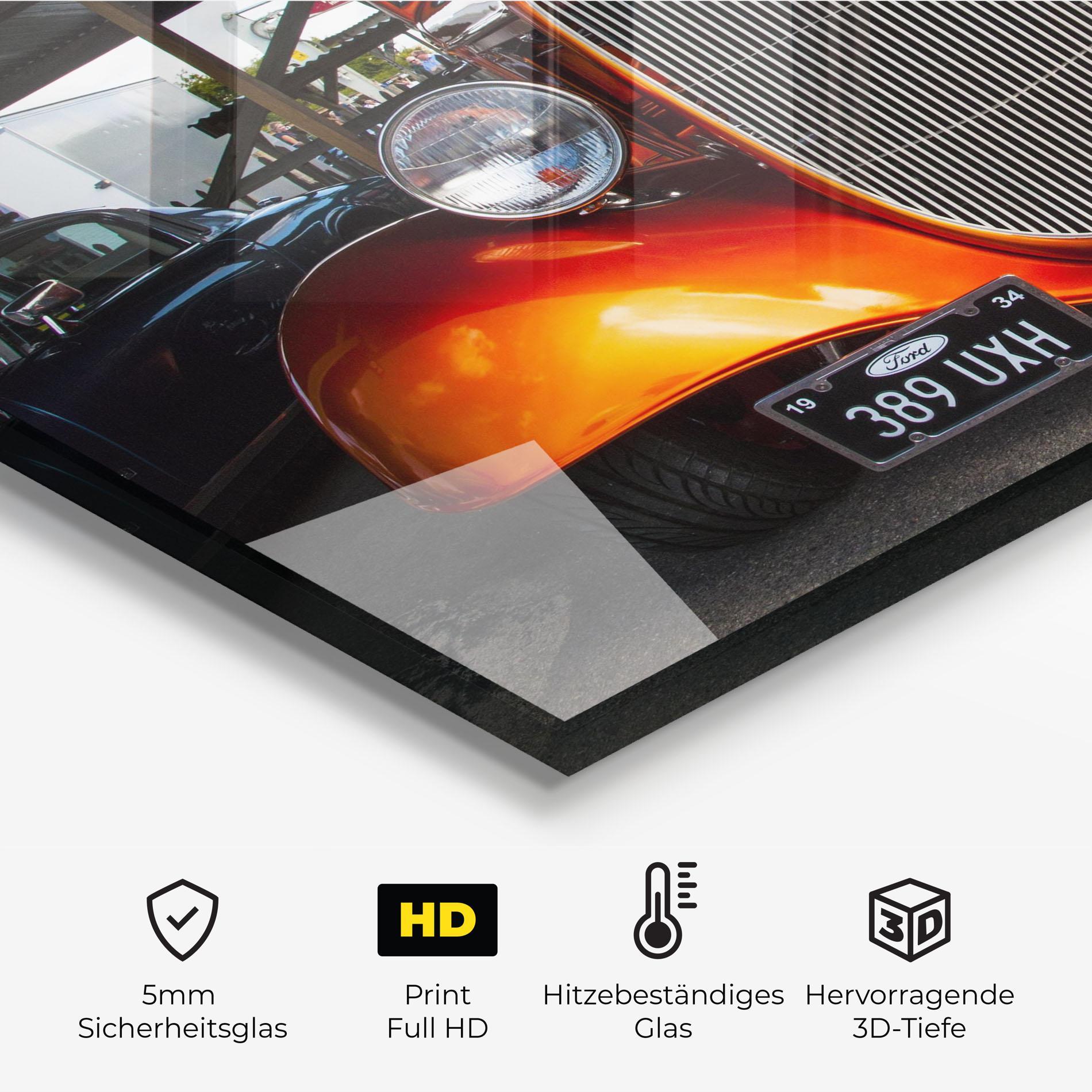 Küchenrückwand Glas Orange Classic Car mockup 2