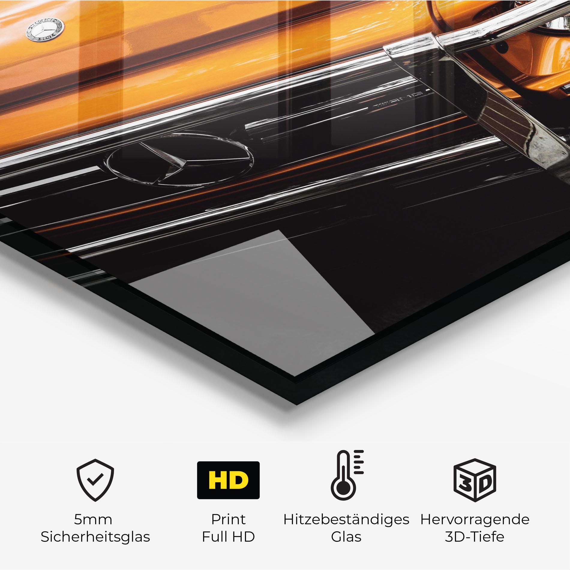 Küchenrückwand Glas Vintage Orange Car mockup 2
