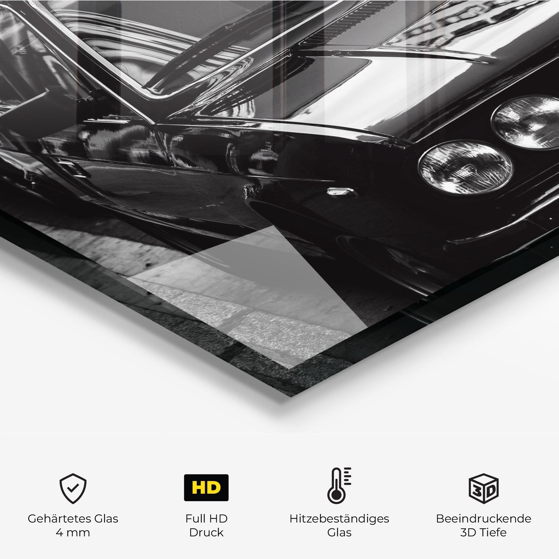 Küchenrückwand Glas Black Shiny Car mockup 2