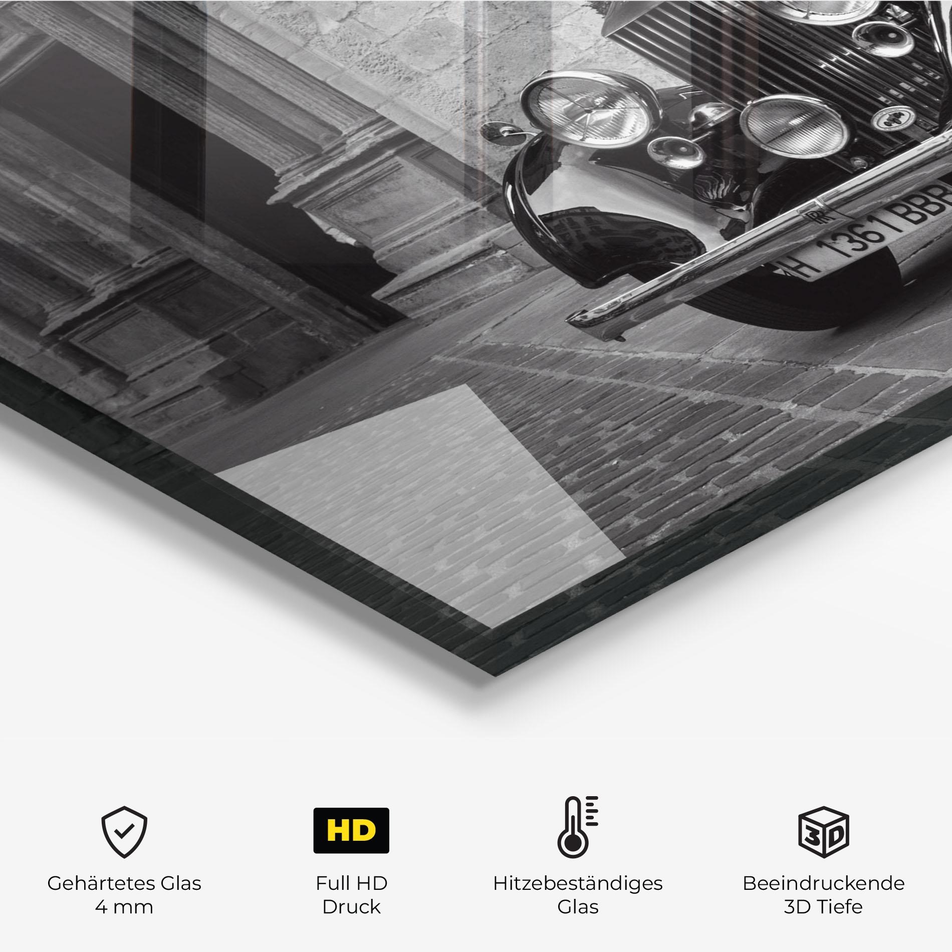 Küchenrückwand Glas Classic Car View mockup 2