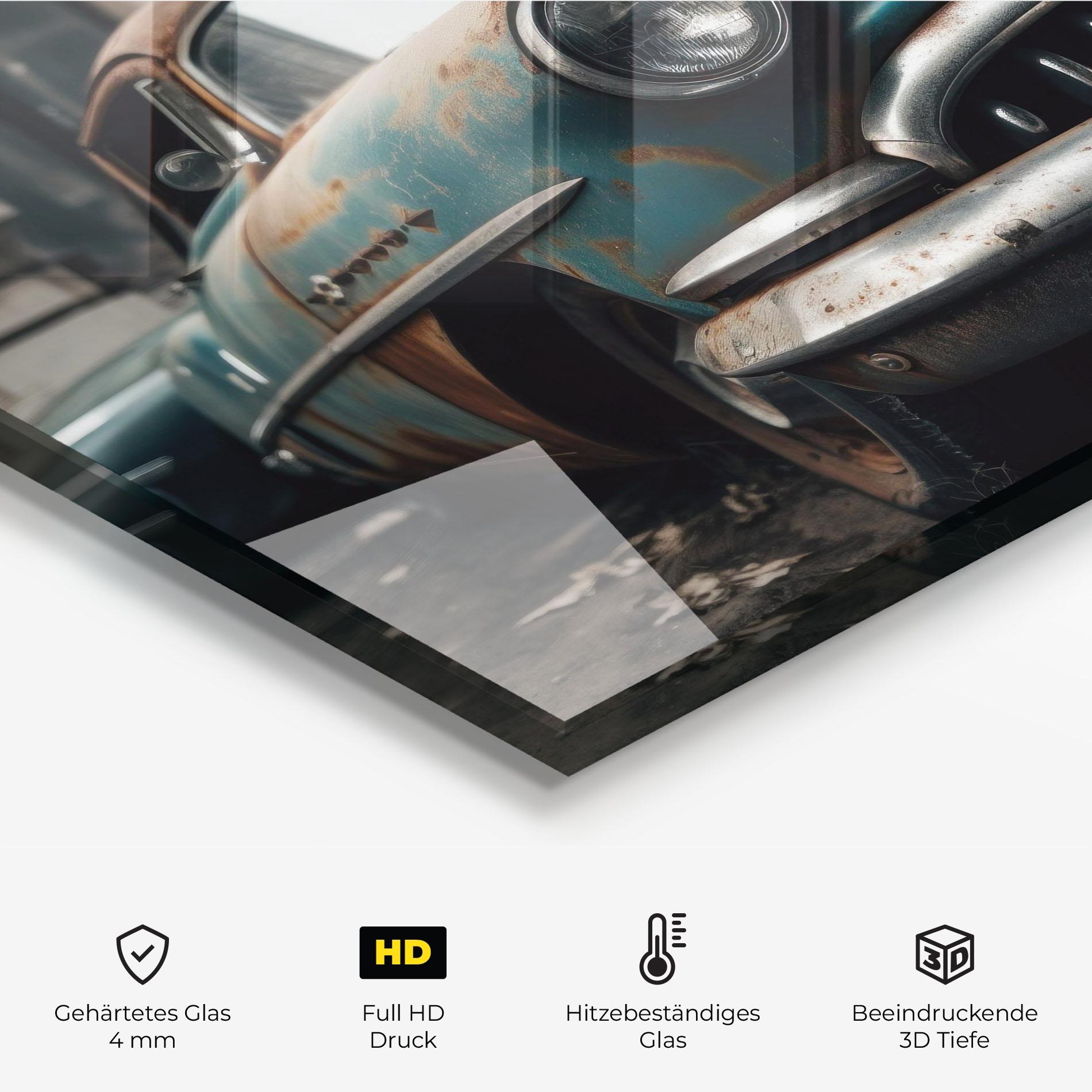 Küchenrückwand Glas Old Brown Car mockup 2