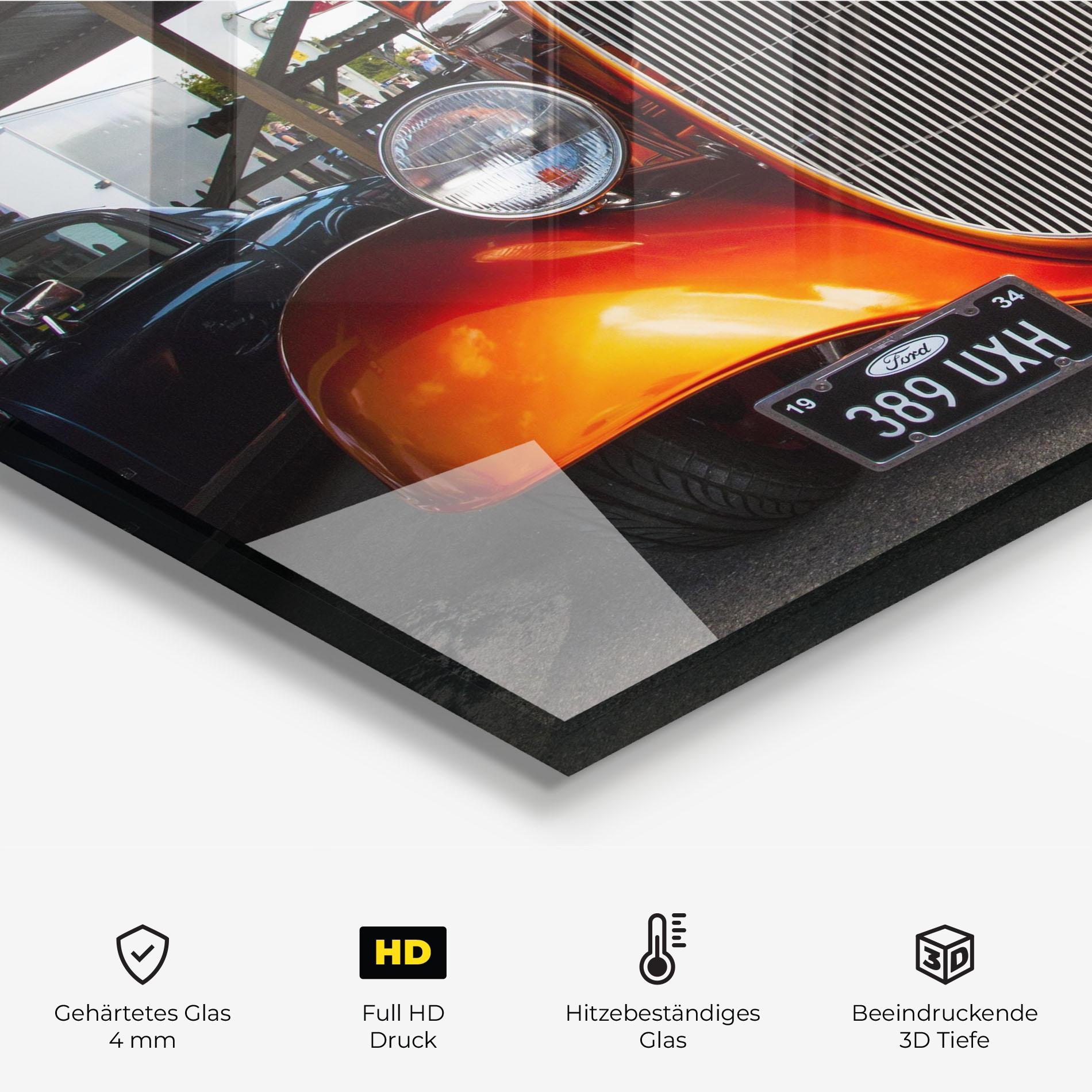 Küchenrückwand Glas Orange Classic Car mockup 2
