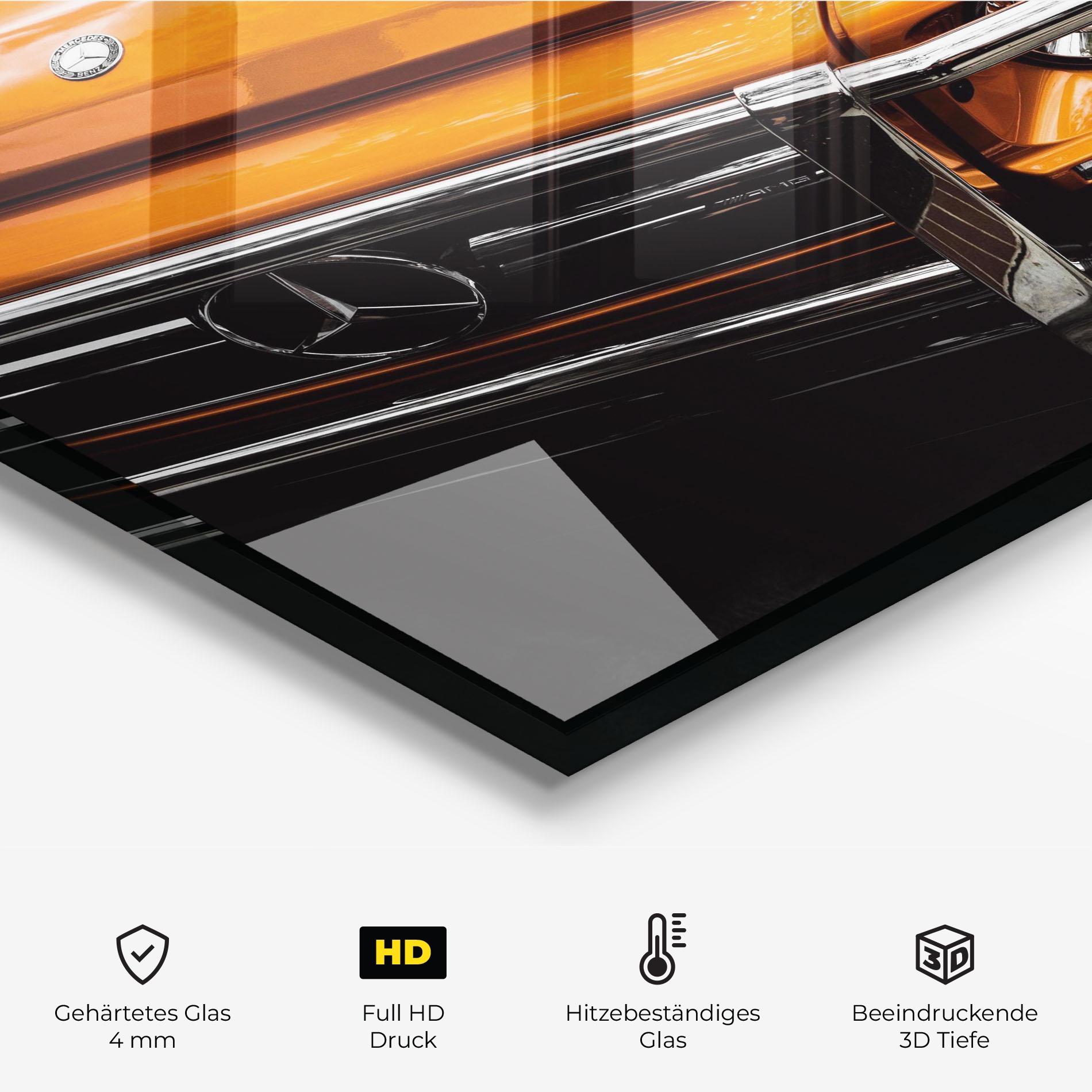 Küchenrückwand Glas Vintage Orange Car mockup 2