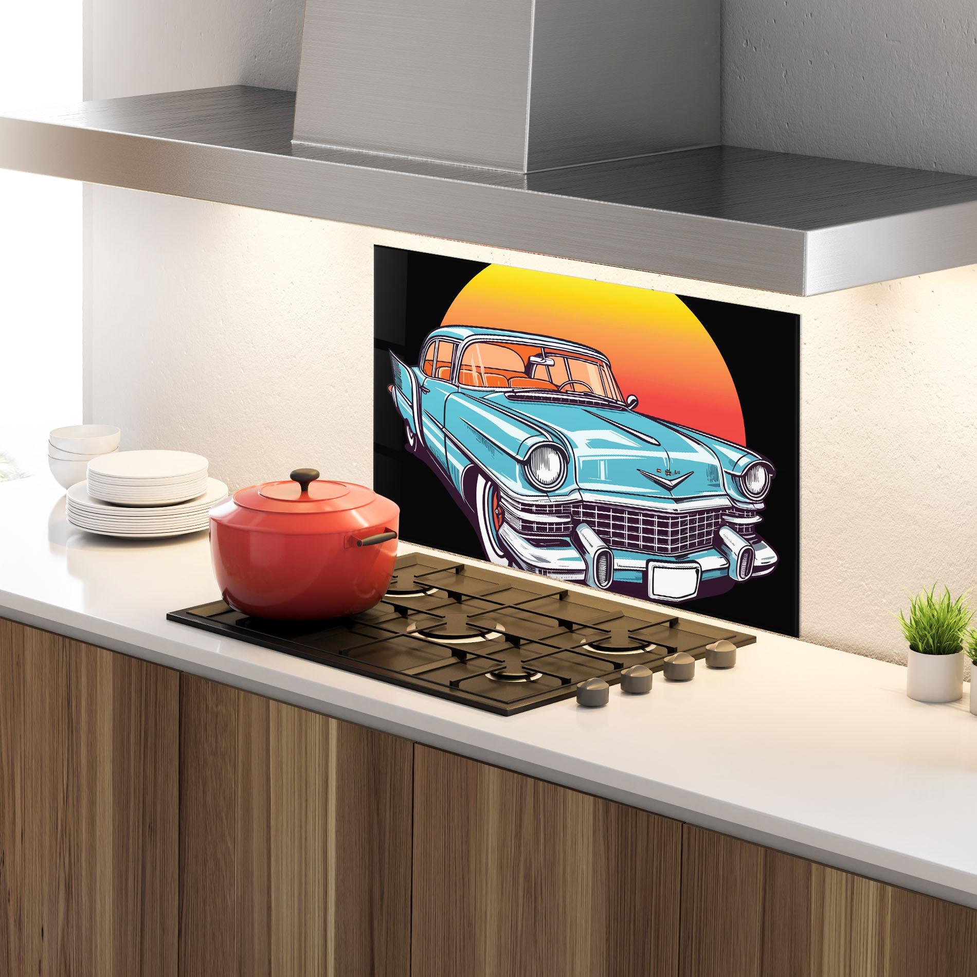 Küchenrückwand Glas Blue Sunset Car mockup 4