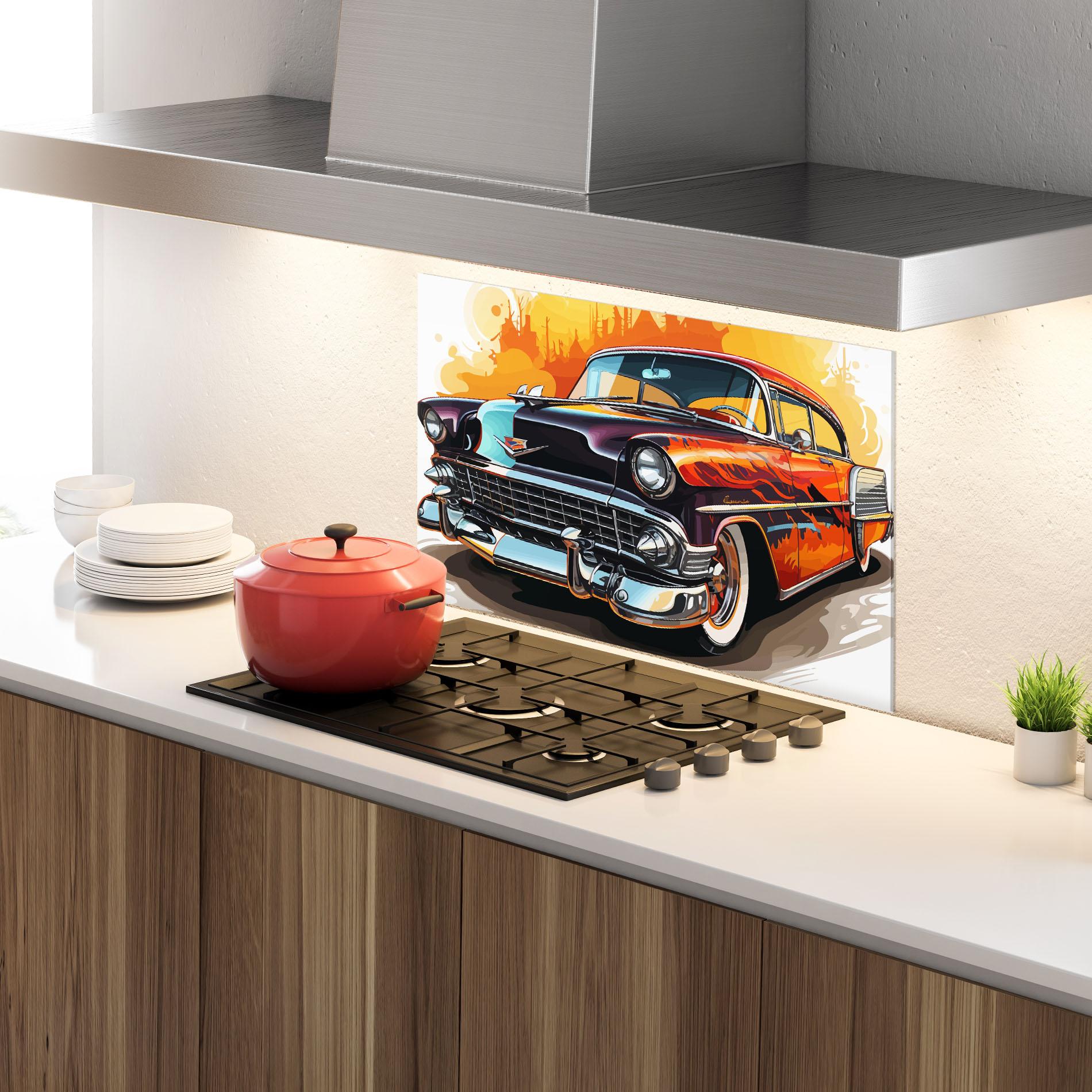 Küchenrückwand Glas Cool Vintage Car mockup 4
