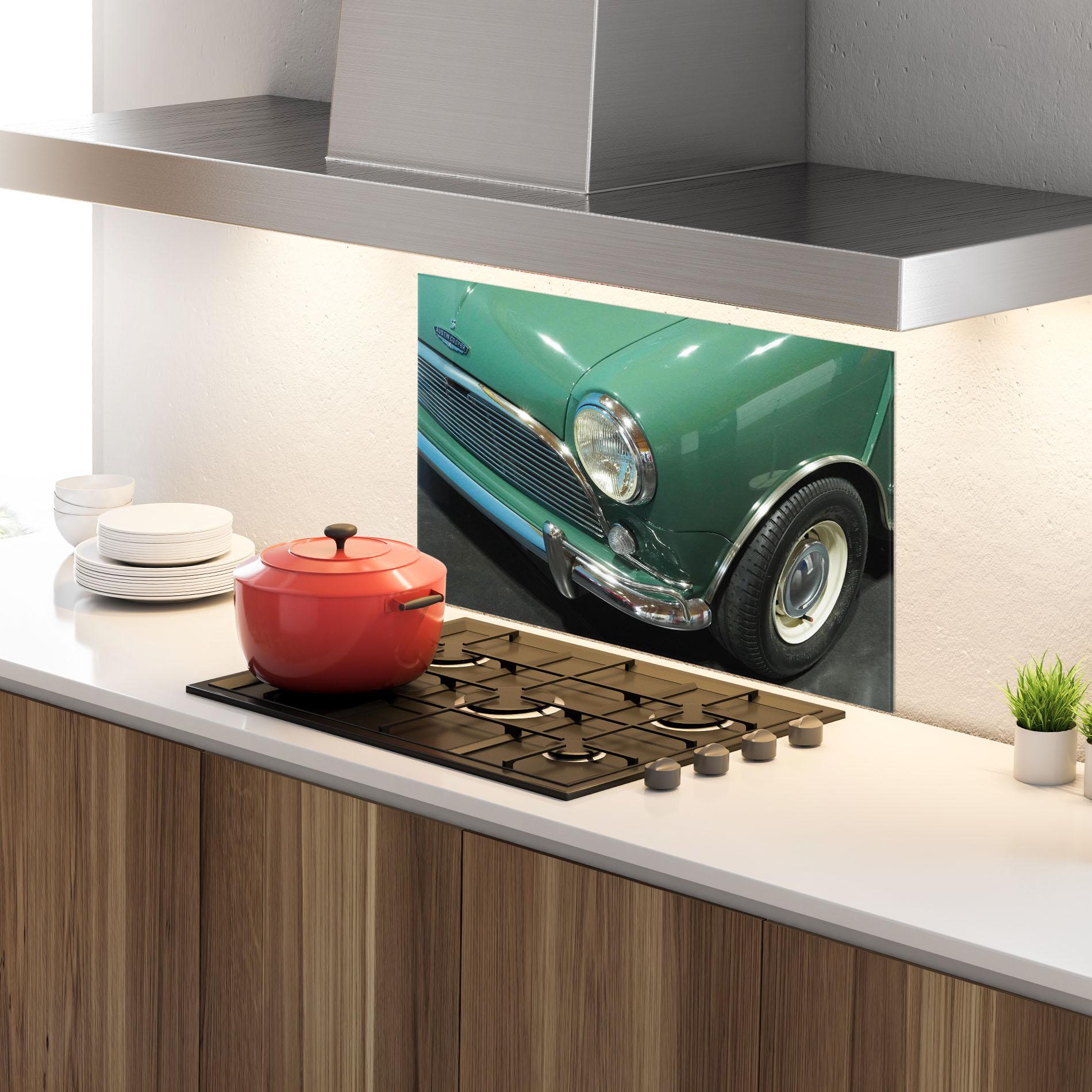Küchenrückwand Glas Pretty Green Car mockup 4