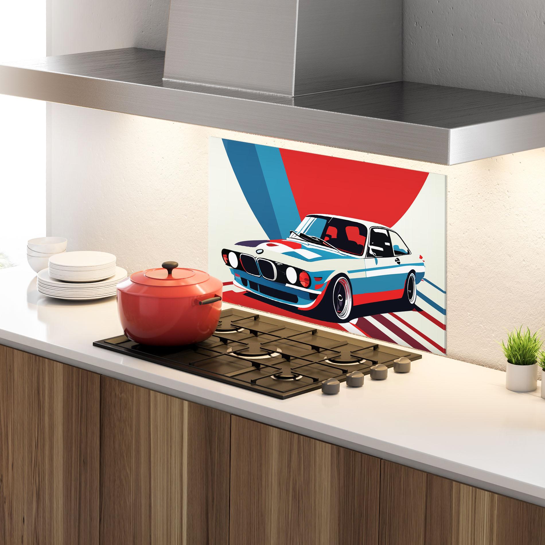 Küchenrückwand Glas Vintage Bmw mockup 4