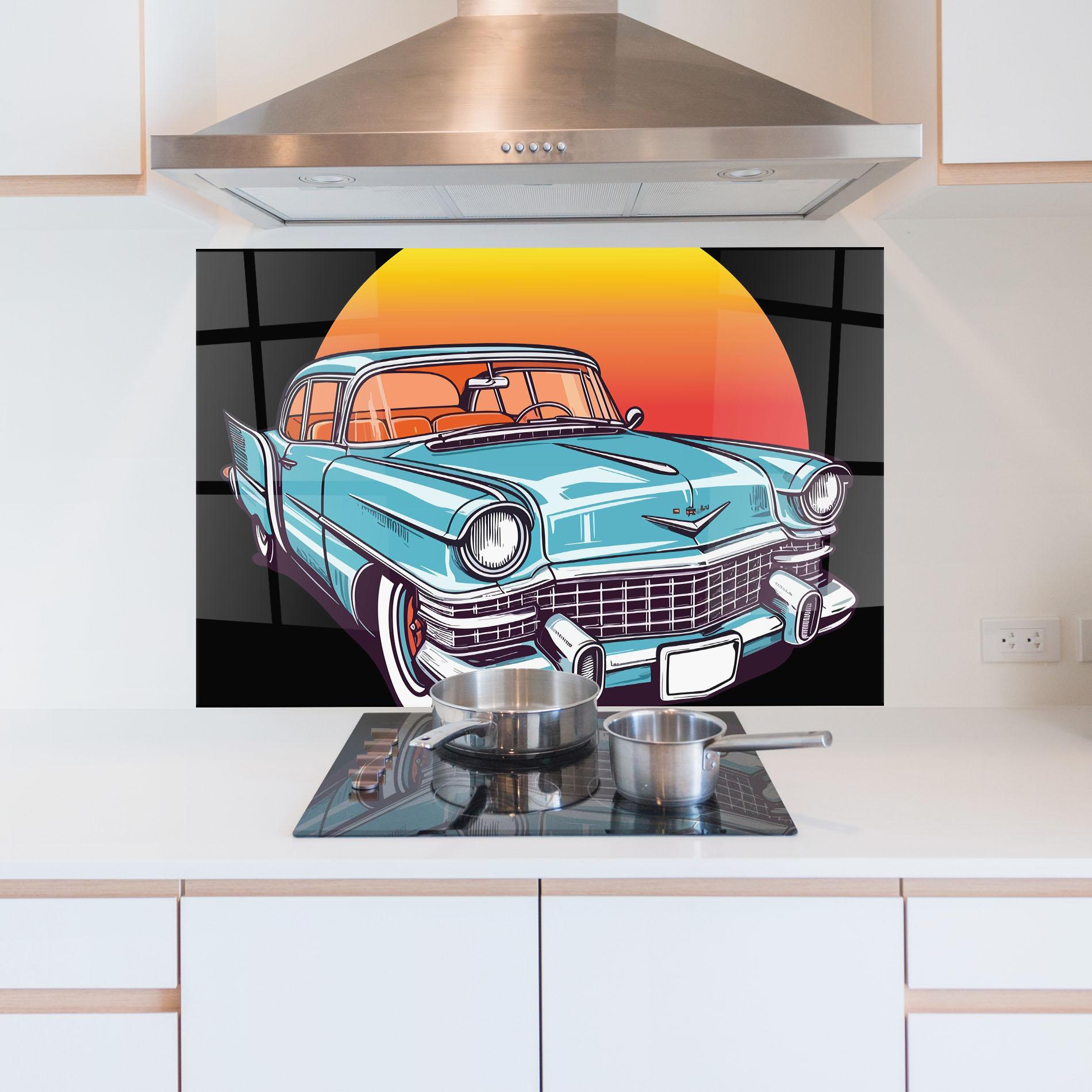 Küchenrückwand Glas Blue Sunset Car mockup 5