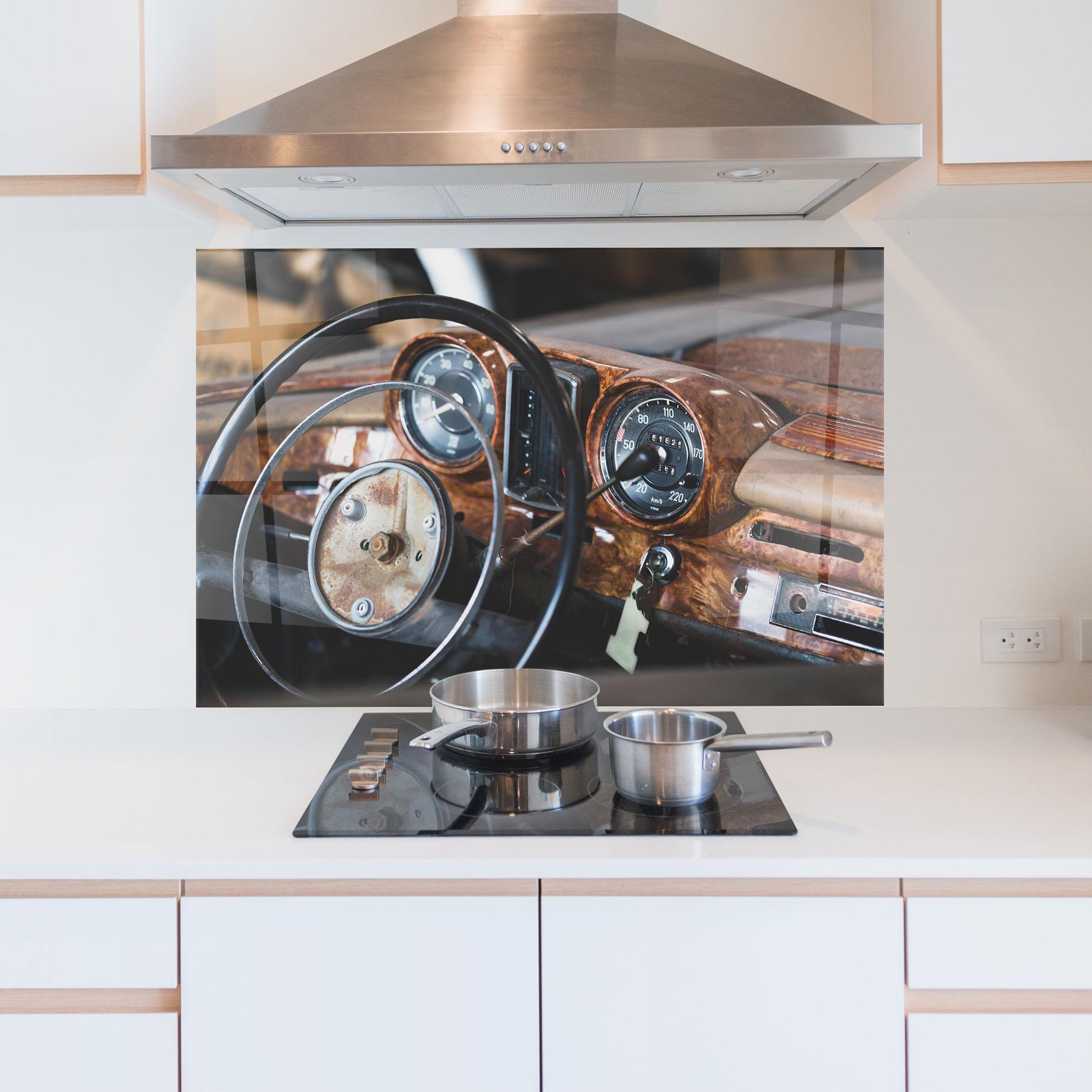 Küchenrückwand Glas Brown Clean Car mockup 5