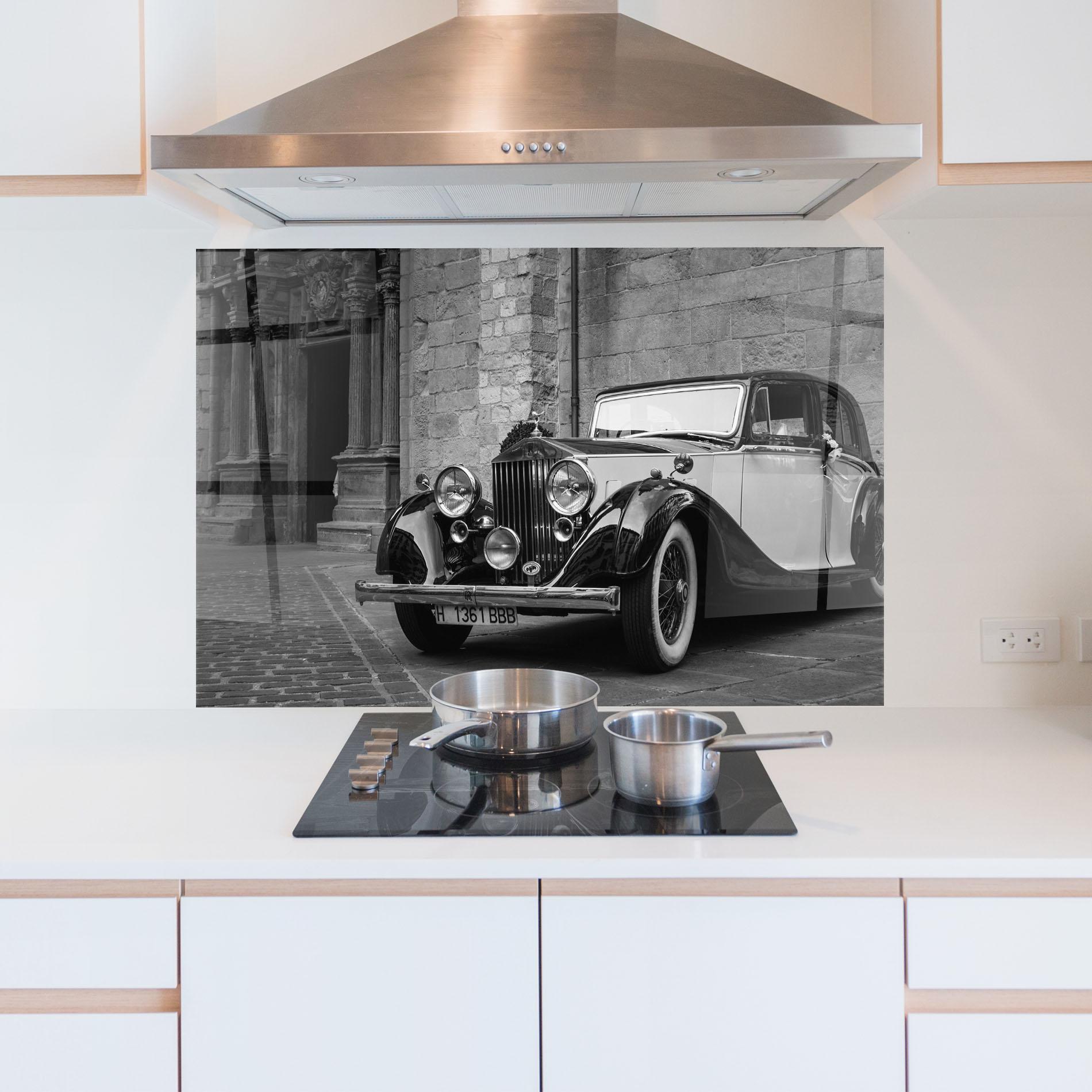 Küchenrückwand Glas Classic Car View mockup 5