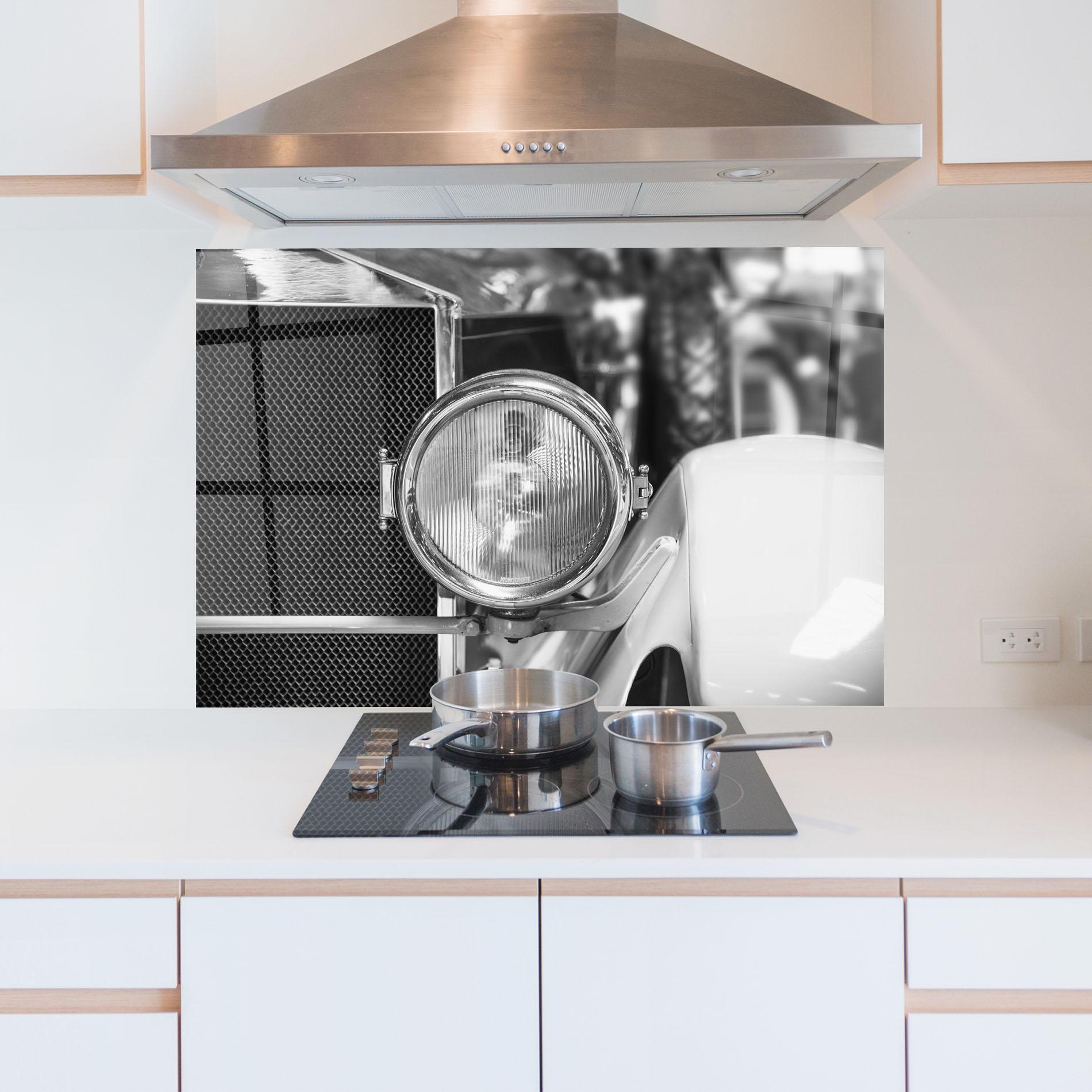 Küchenrückwand Glas Closeup Grey Car mockup 5