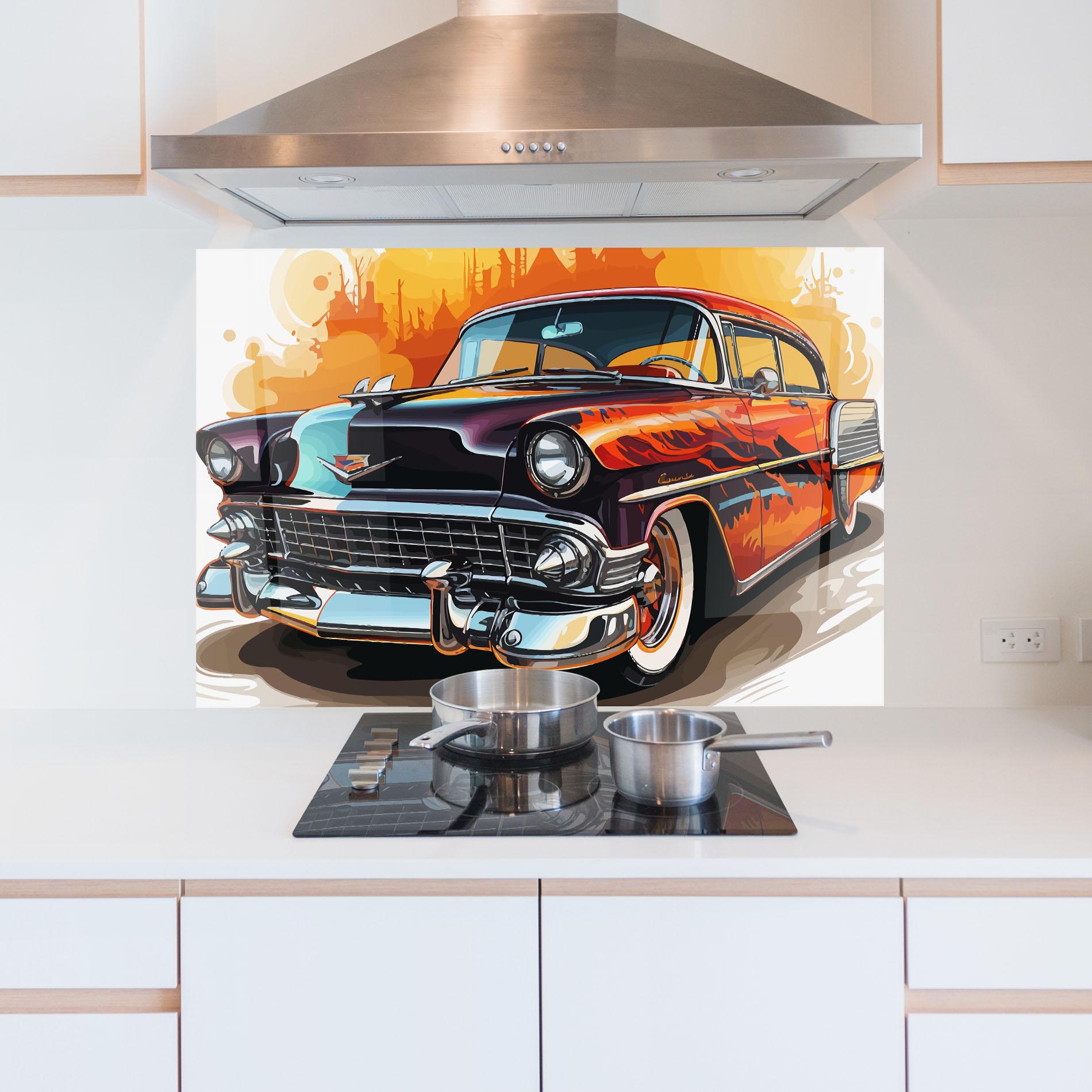 Küchenrückwand Glas Cool Vintage Car mockup 5