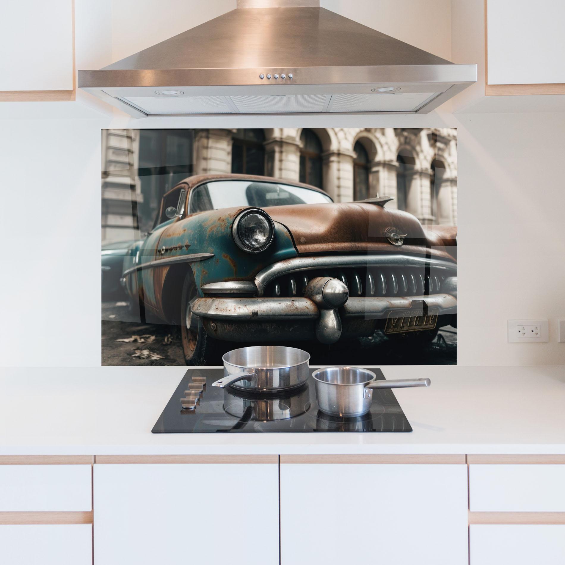 Küchenrückwand Glas Old Brown Car mockup 5