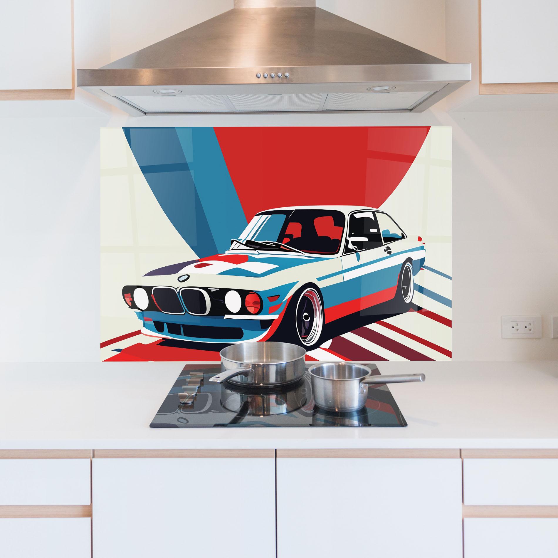Küchenrückwand Glas Vintage Bmw mockup 5