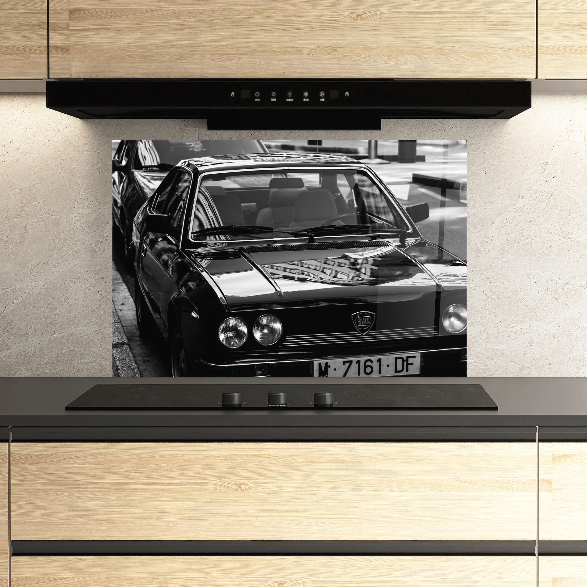 Küchenrückwand Glas Black Shiny Car mockup 3