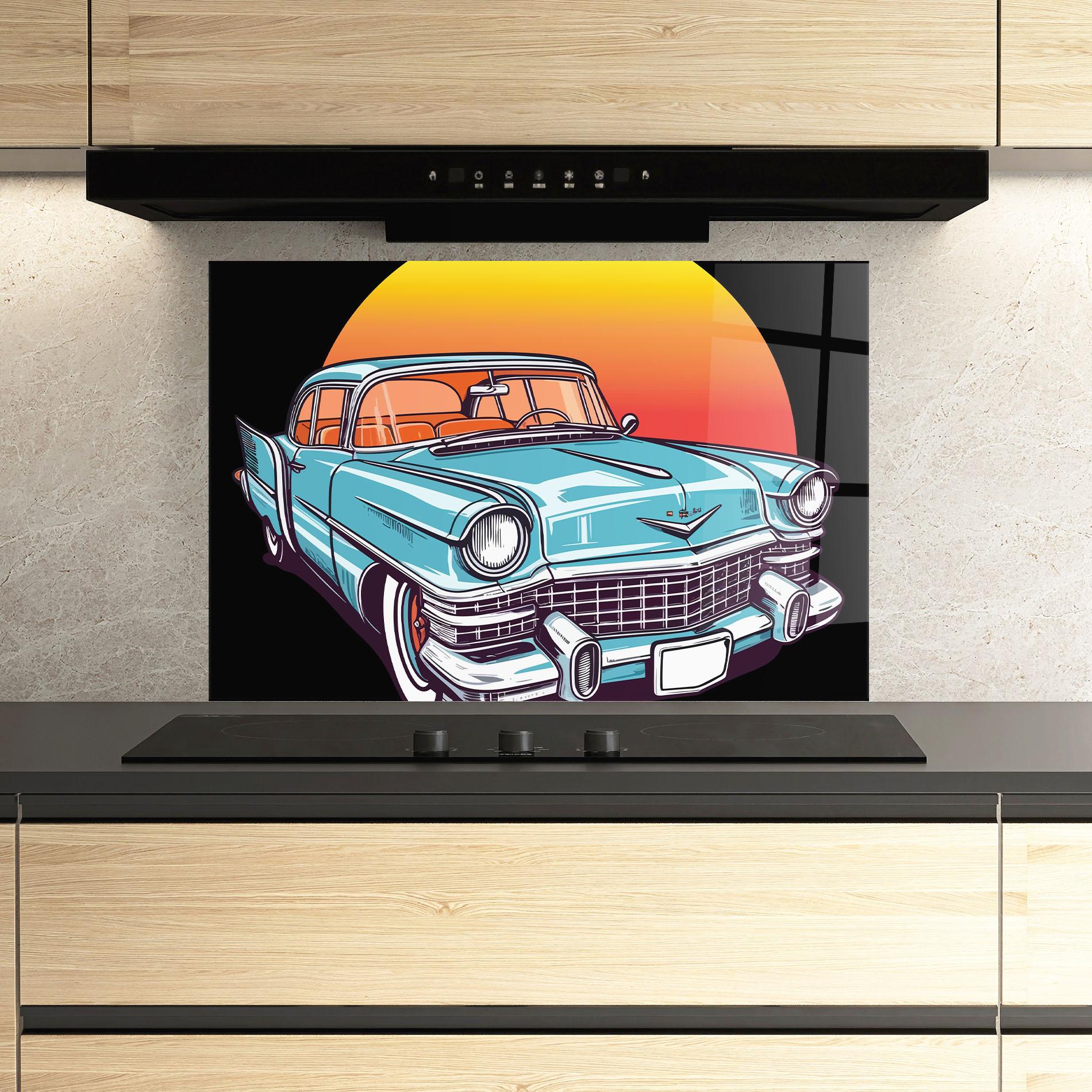 Küchenrückwand Glas Blue Sunset Car mockup 3