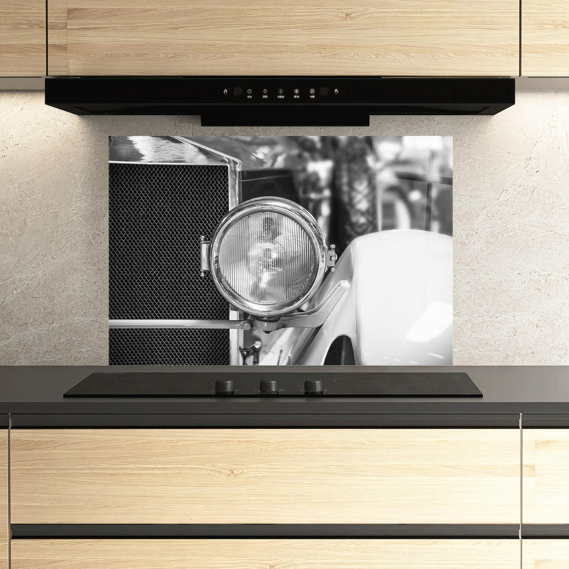 Küchenrückwand Glas Closeup Grey Car mockup 3