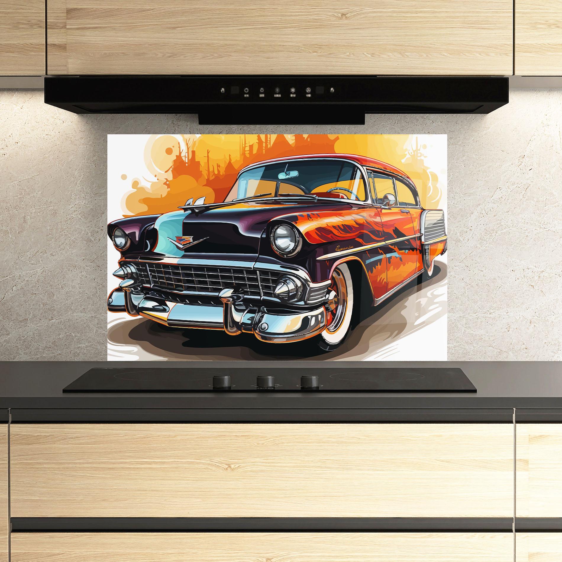 Küchenrückwand Glas Cool Vintage Car mockup 3
