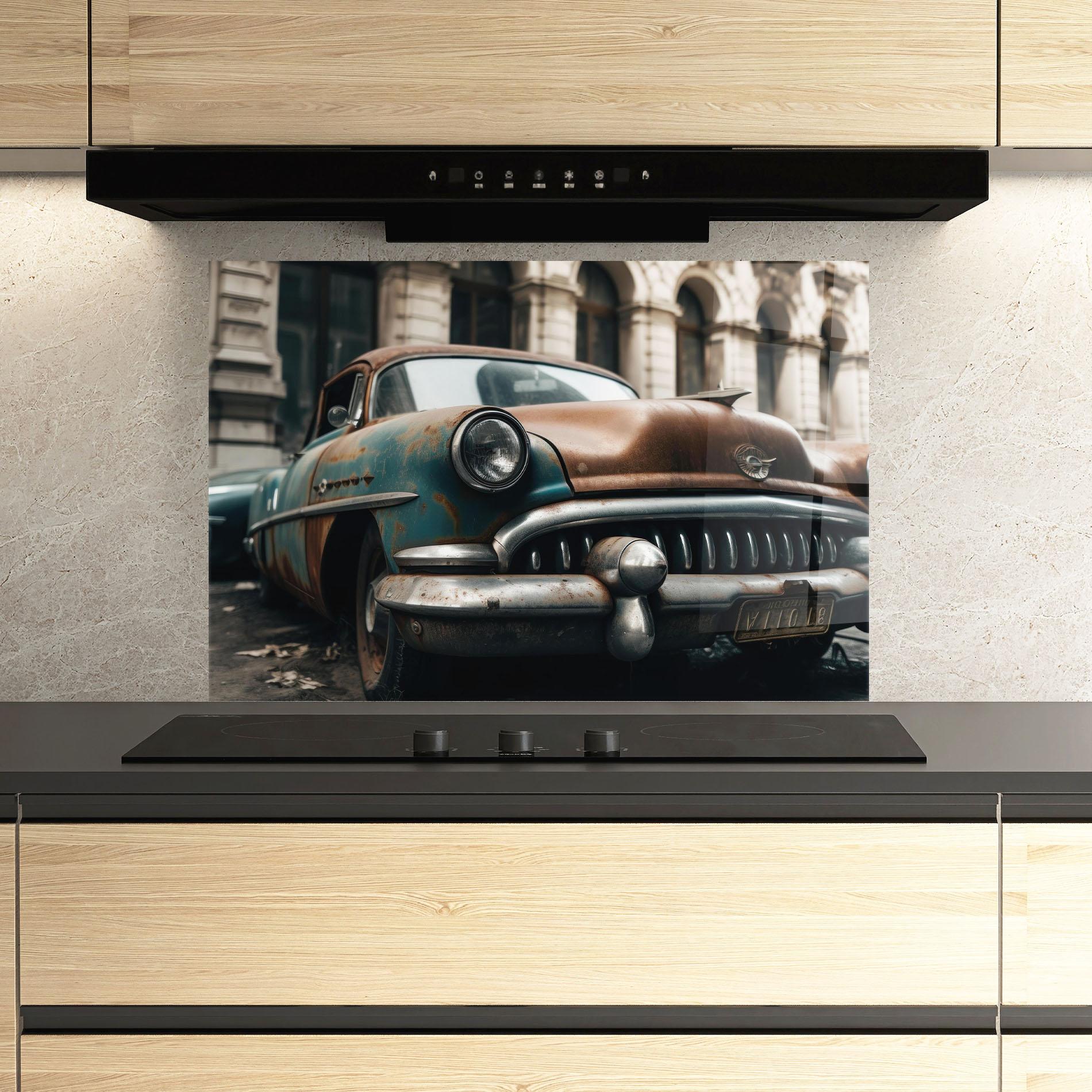 Küchenrückwand Glas Old Brown Car mockup 3