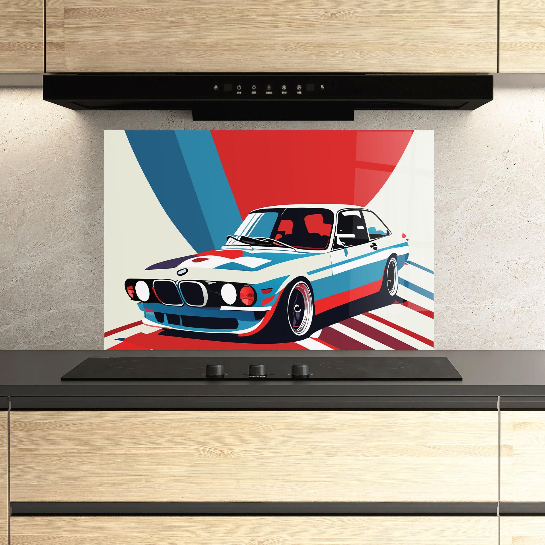 Küchenrückwand Glas Vintage Bmw mockup 3