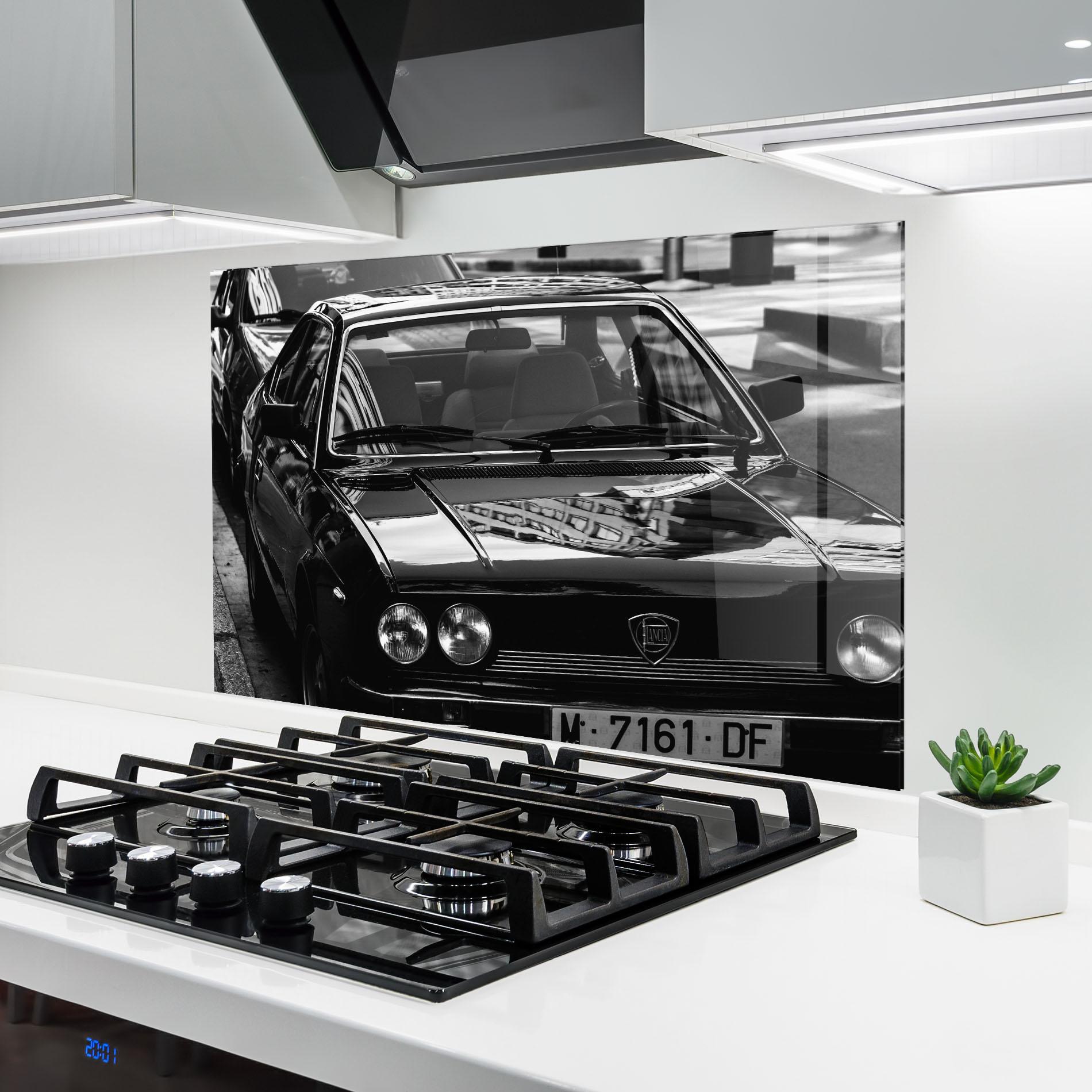 Küchenrückwand Glas Black Shiny Car mockup 6