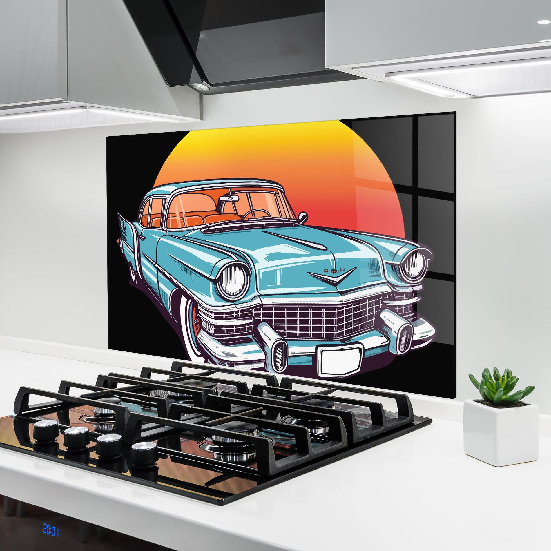 Küchenrückwand Glas Blue Sunset Car mockup 6