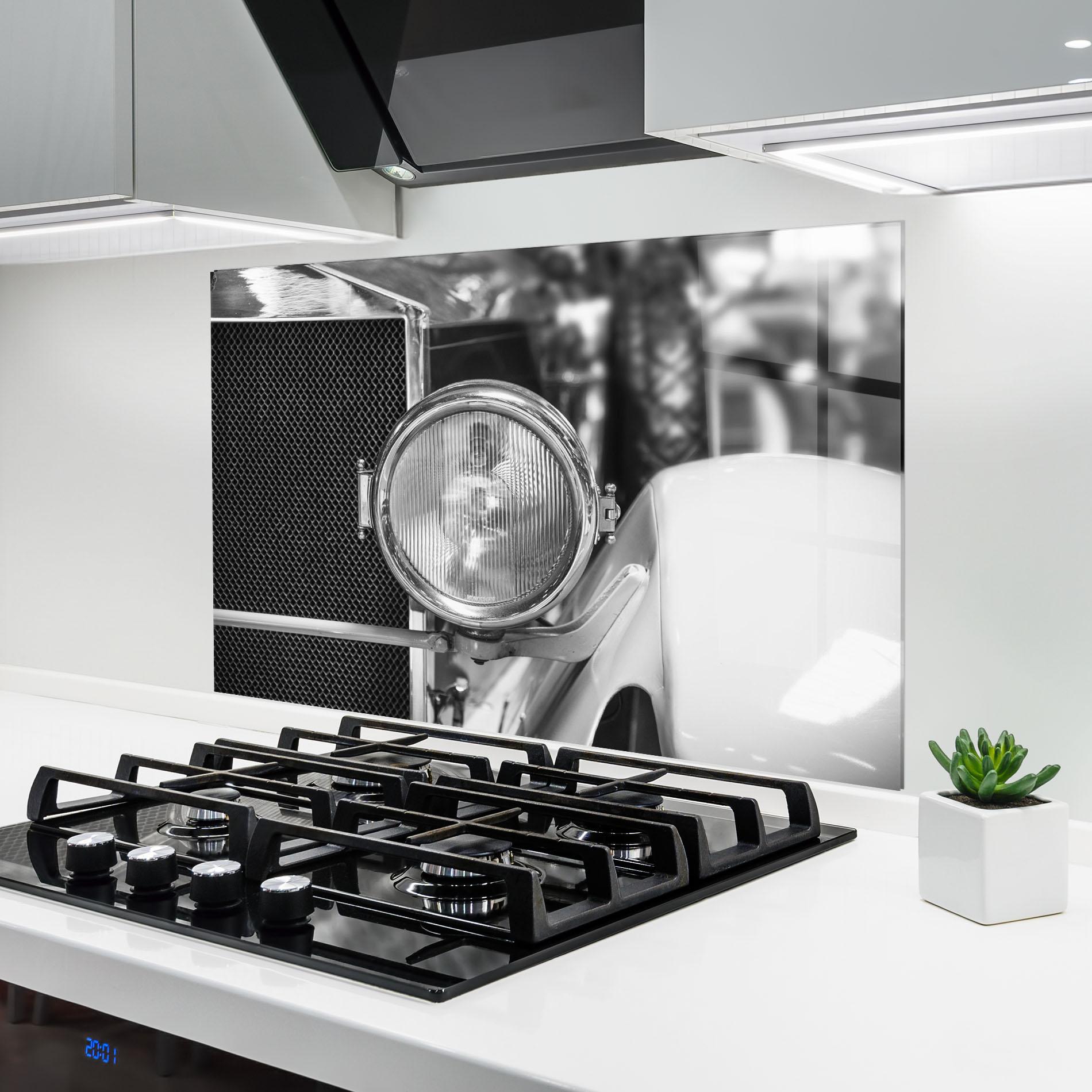 Küchenrückwand Glas Closeup Grey Car mockup 6