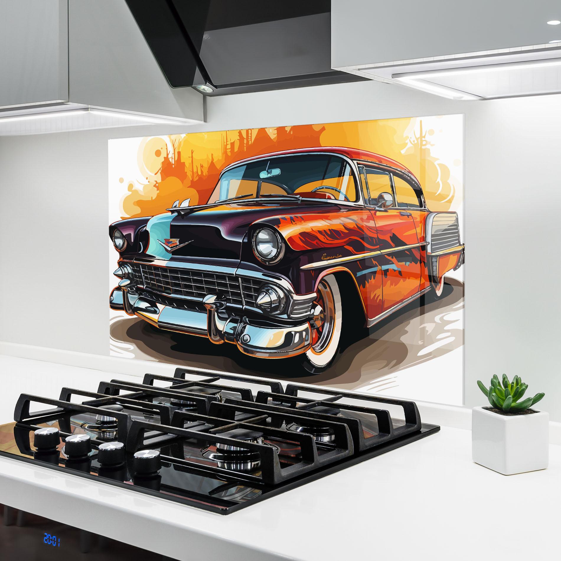 Küchenrückwand Glas Cool Vintage Car mockup 6