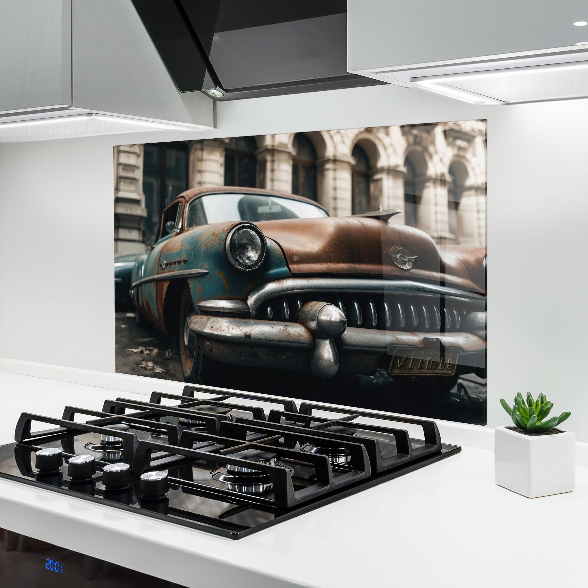 Küchenrückwand Glas Old Brown Car mockup 6