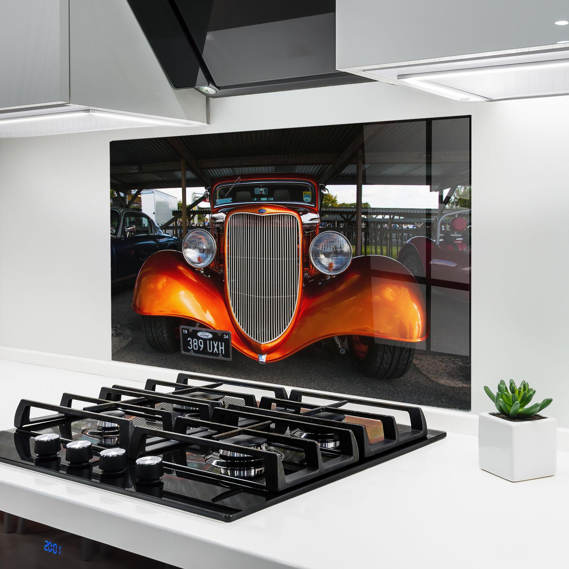 Küchenrückwand Glas Orange Classic Car mockup 6