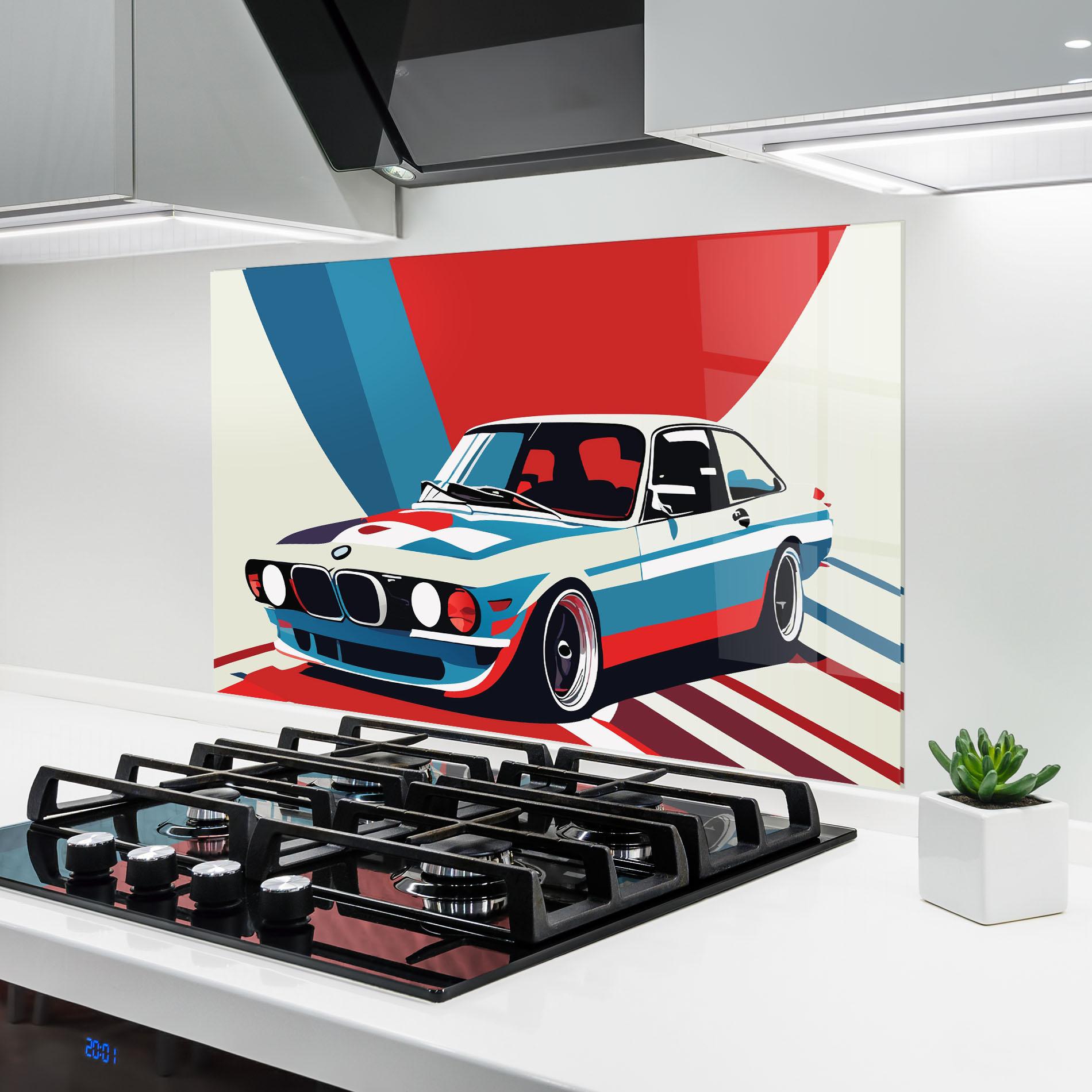 Küchenrückwand Glas Vintage Bmw mockup 6