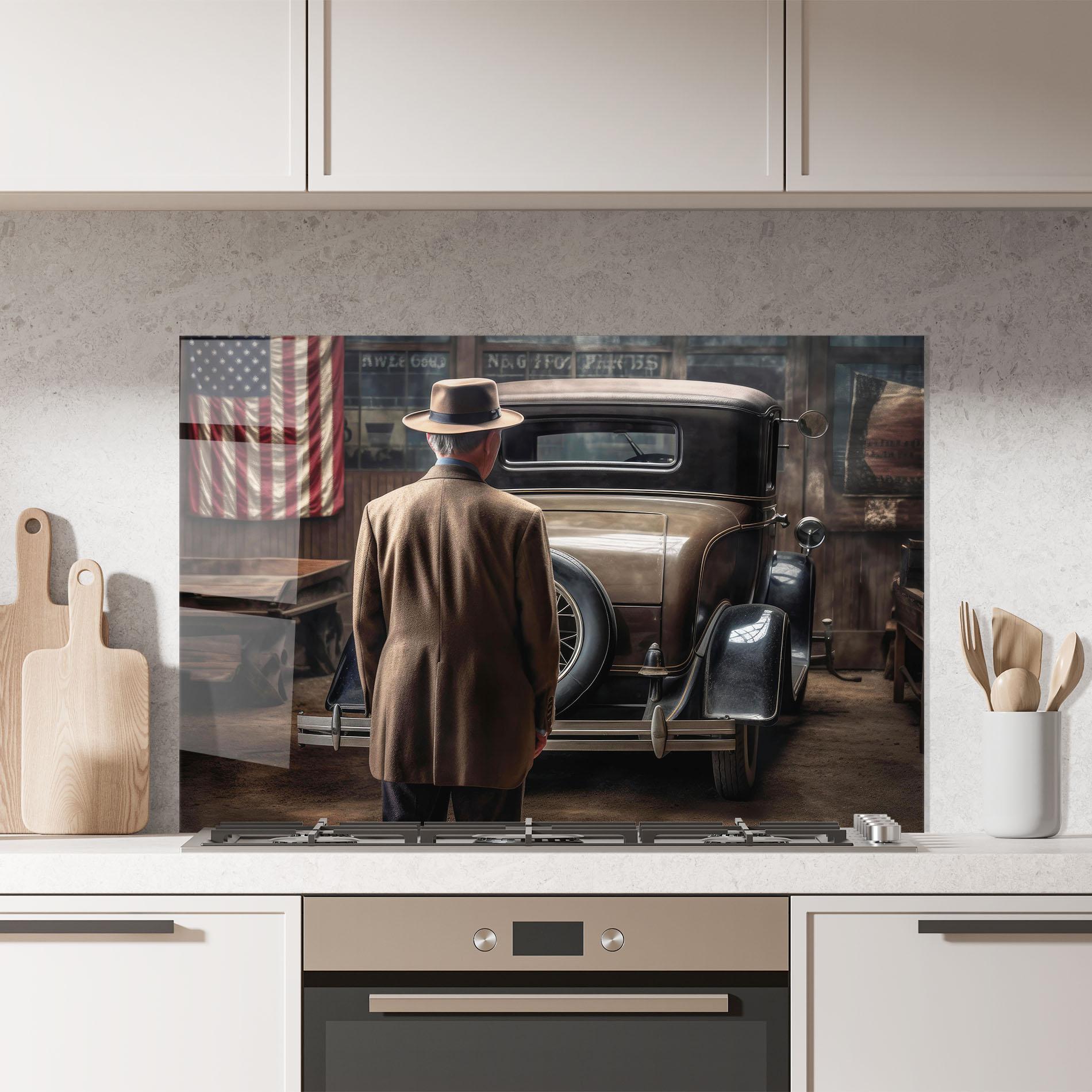 Küchenrückwand Glas American Vintage Car mockup 7