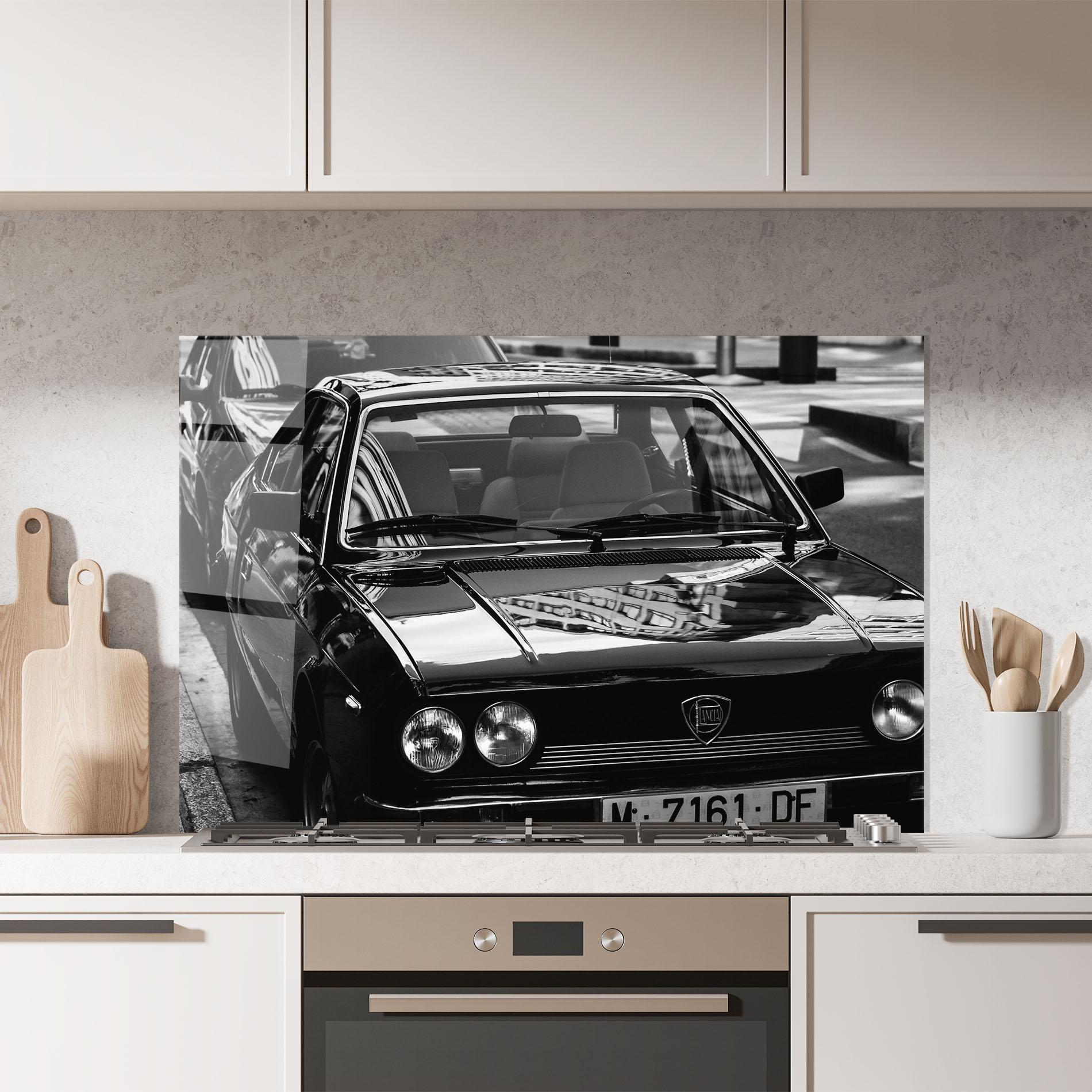 Küchenrückwand Glas Black Shiny Car mockup 7