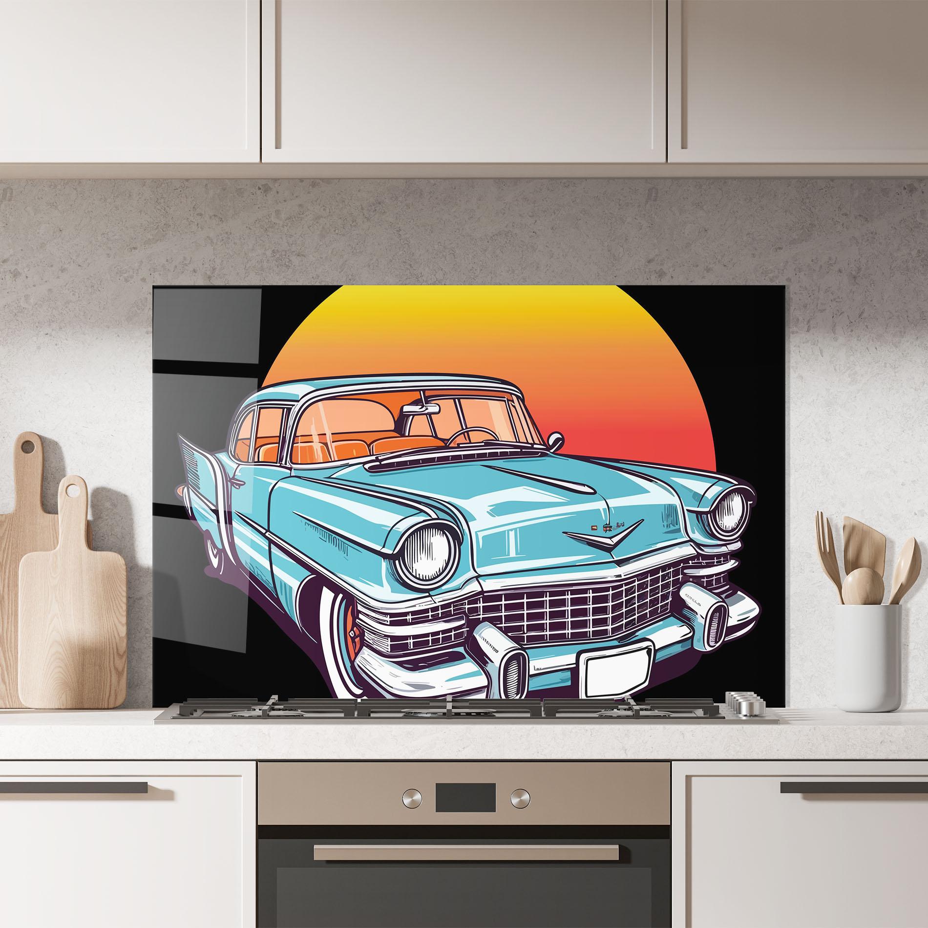 Küchenrückwand Glas Blue Sunset Car mockup 7
