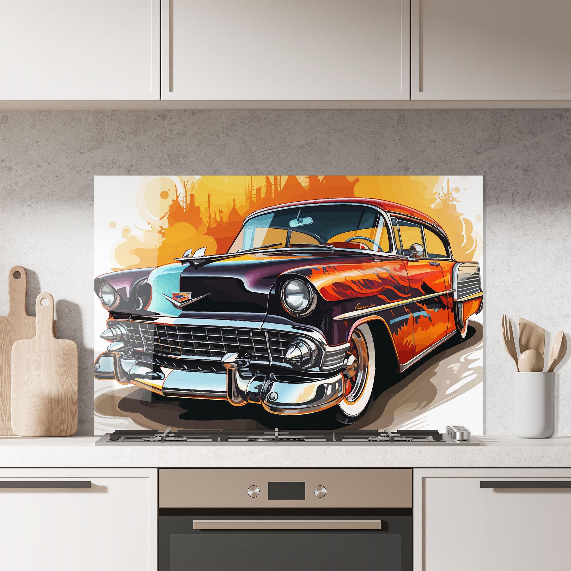 Küchenrückwand Glas Cool Vintage Car mockup 7