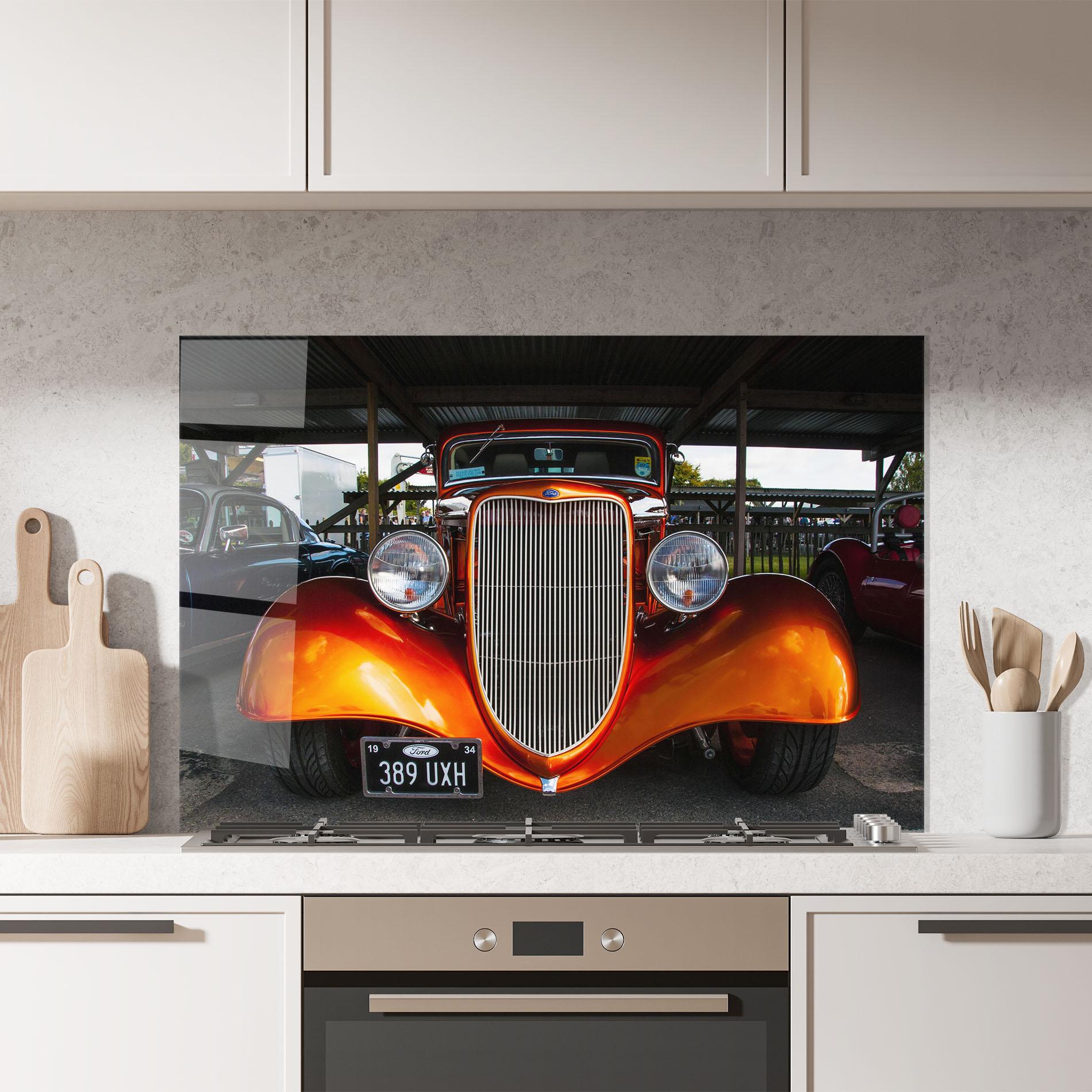Küchenrückwand Glas Orange Classic Car mockup 7