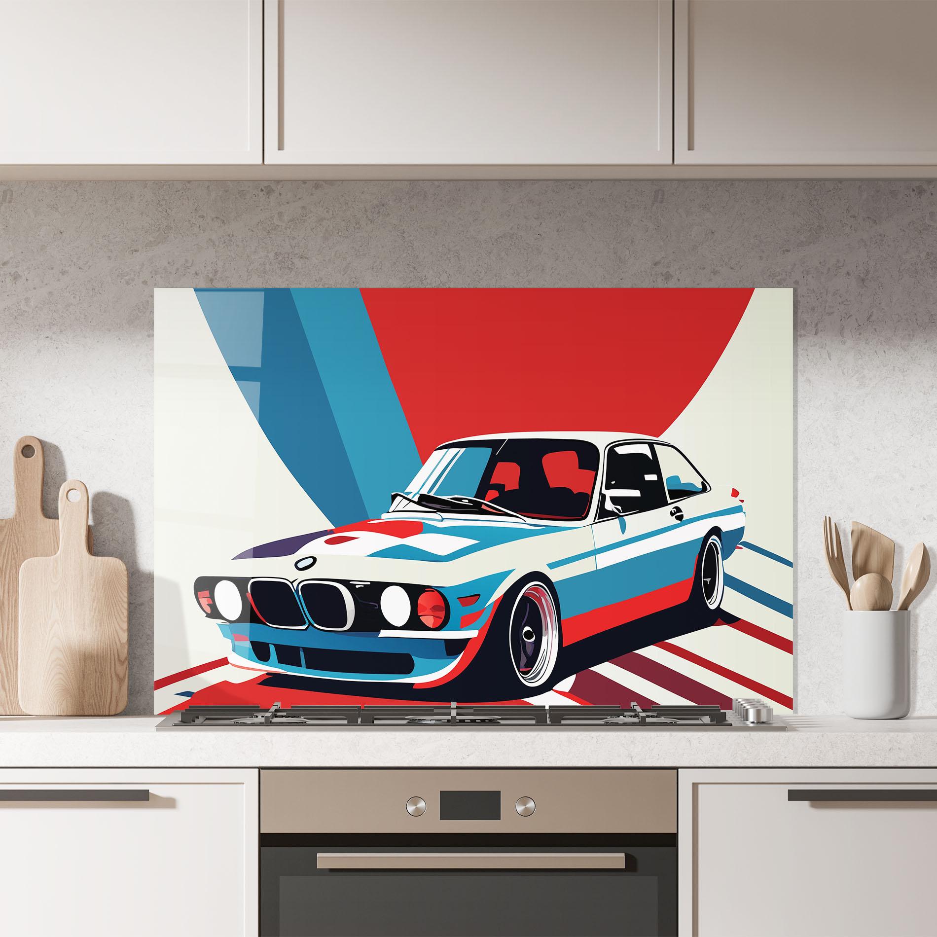 Küchenrückwand Glas Vintage Bmw mockup 7